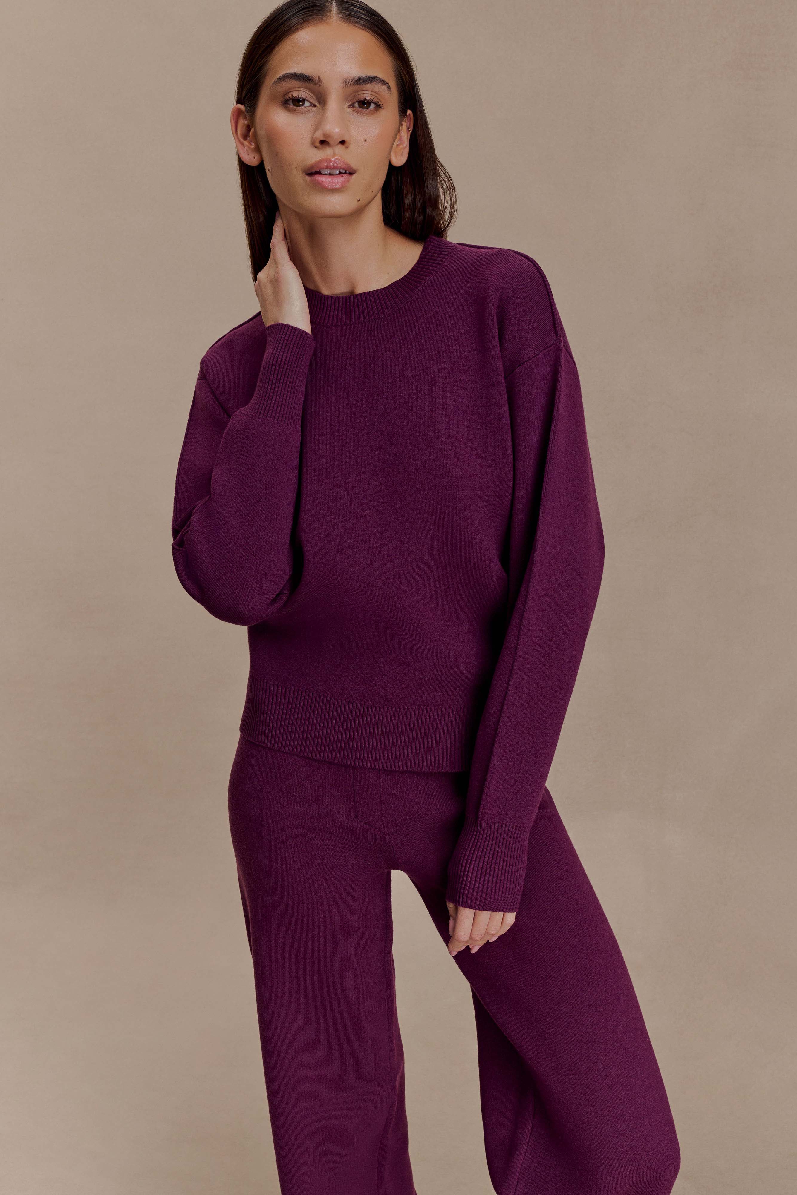 Braxton Cozy Knit Jumper - Plum - Image 3