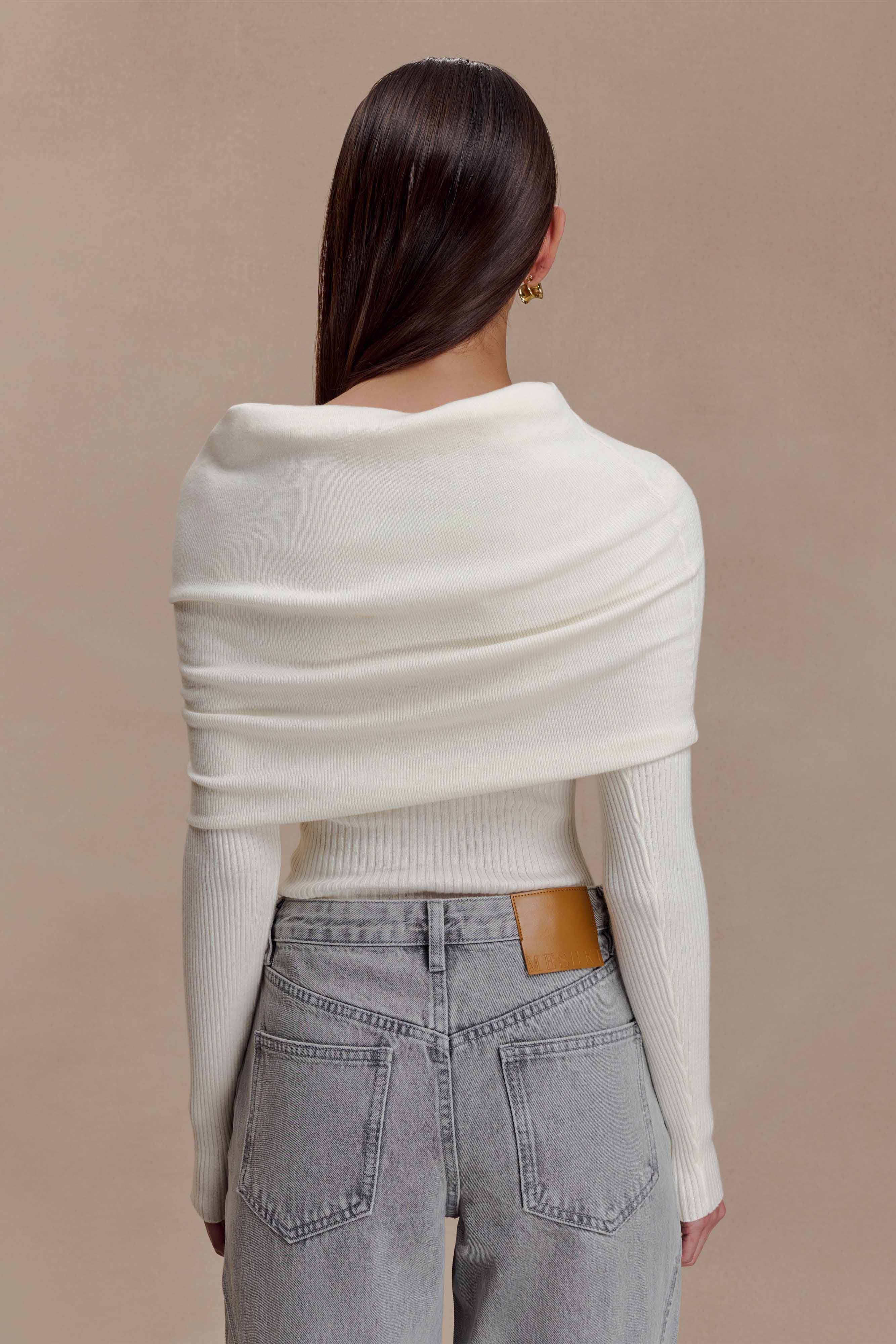 Alternative view of Mazie Asymetrical Cashmere Blend Long Sleeve Knit Top - Ivory