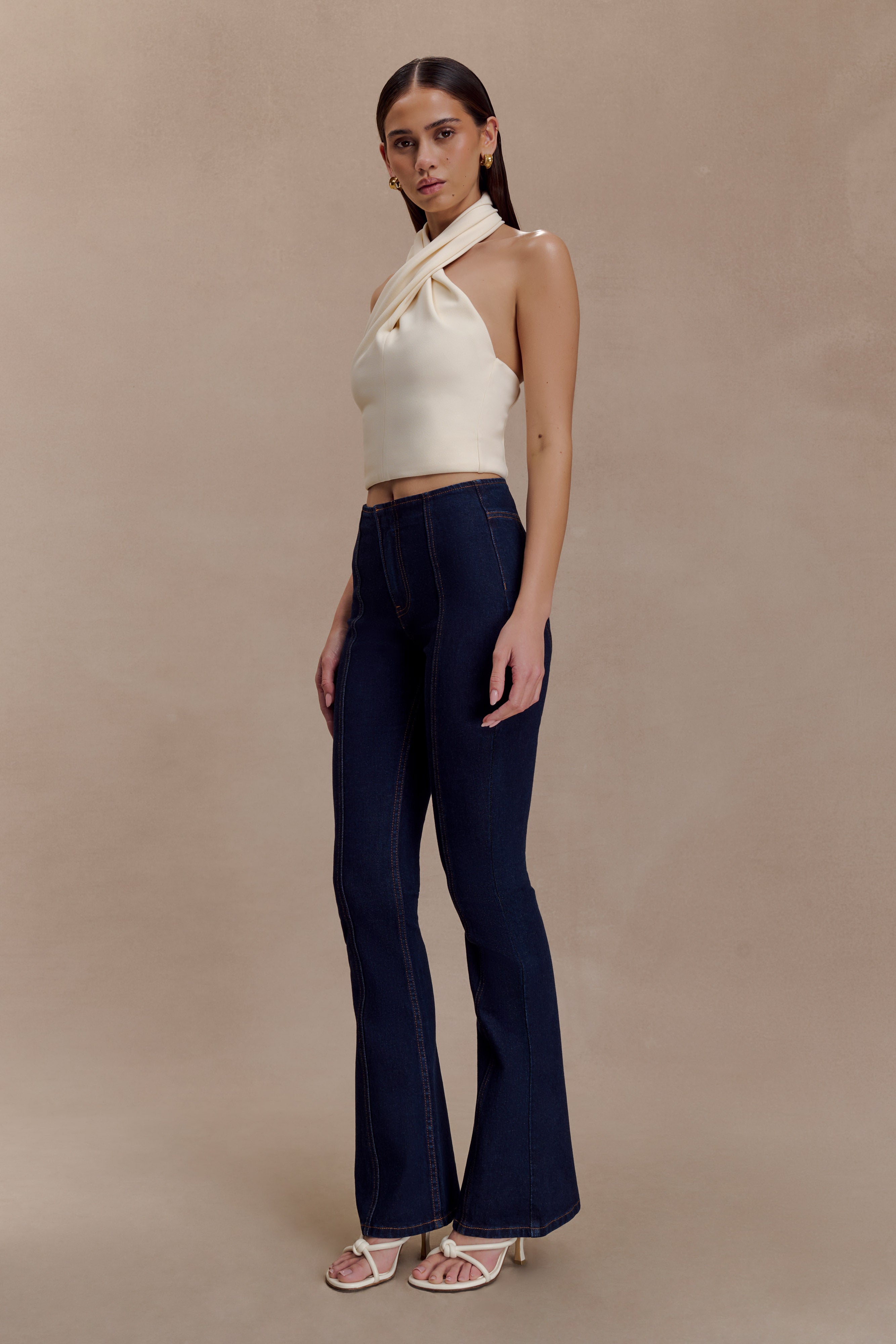 Clio Paneled Flare Jeans - Indigo Blue - Image 4