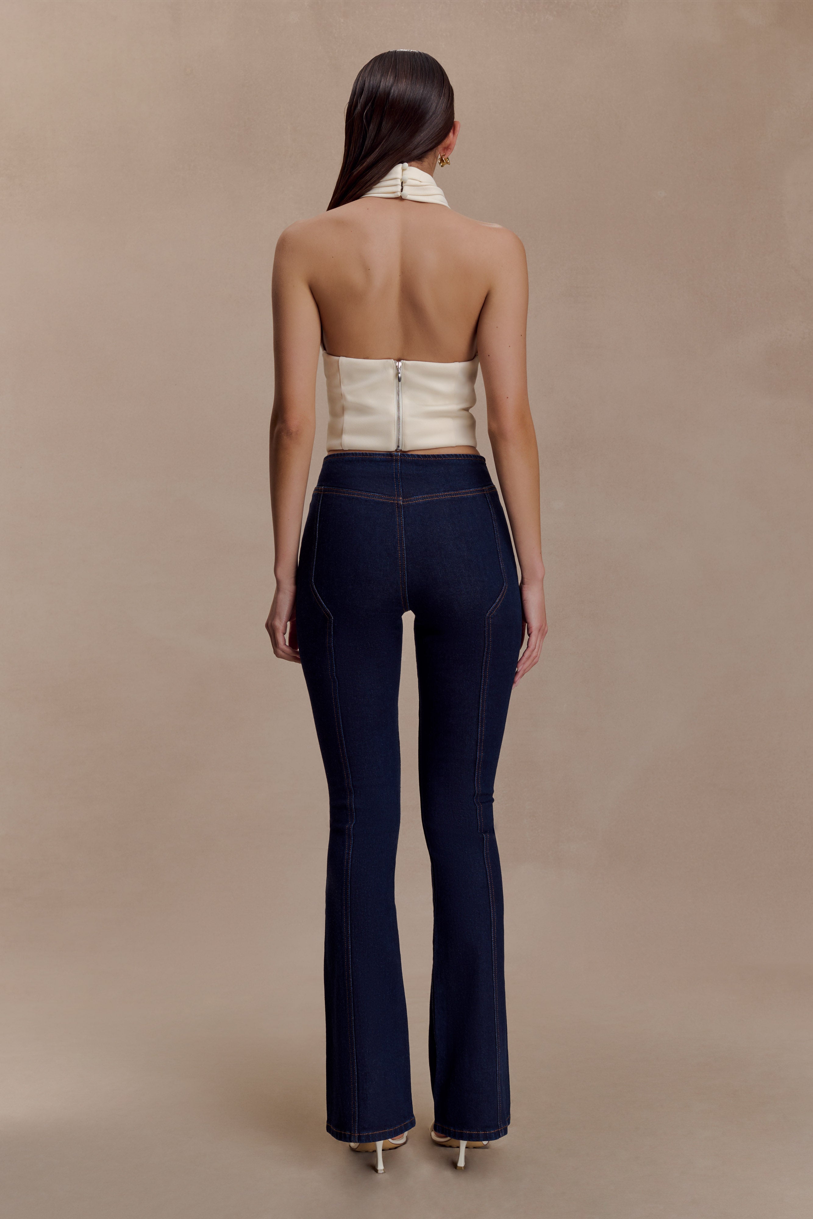 Clio Paneled Flare Jeans - Indigo Blue - Image 3
