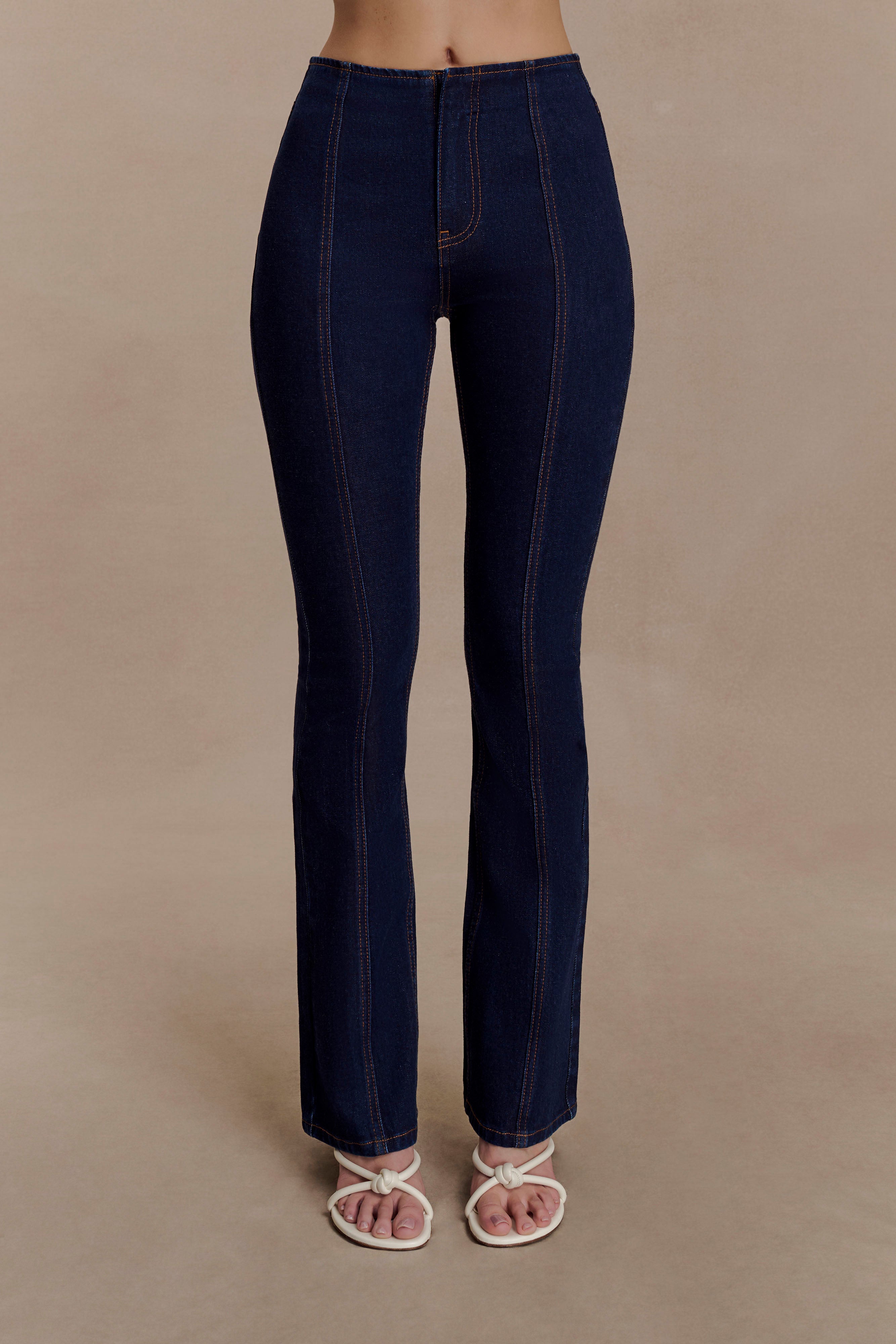 Clio Paneled Flare Jeans - Indigo Blue - Image 7