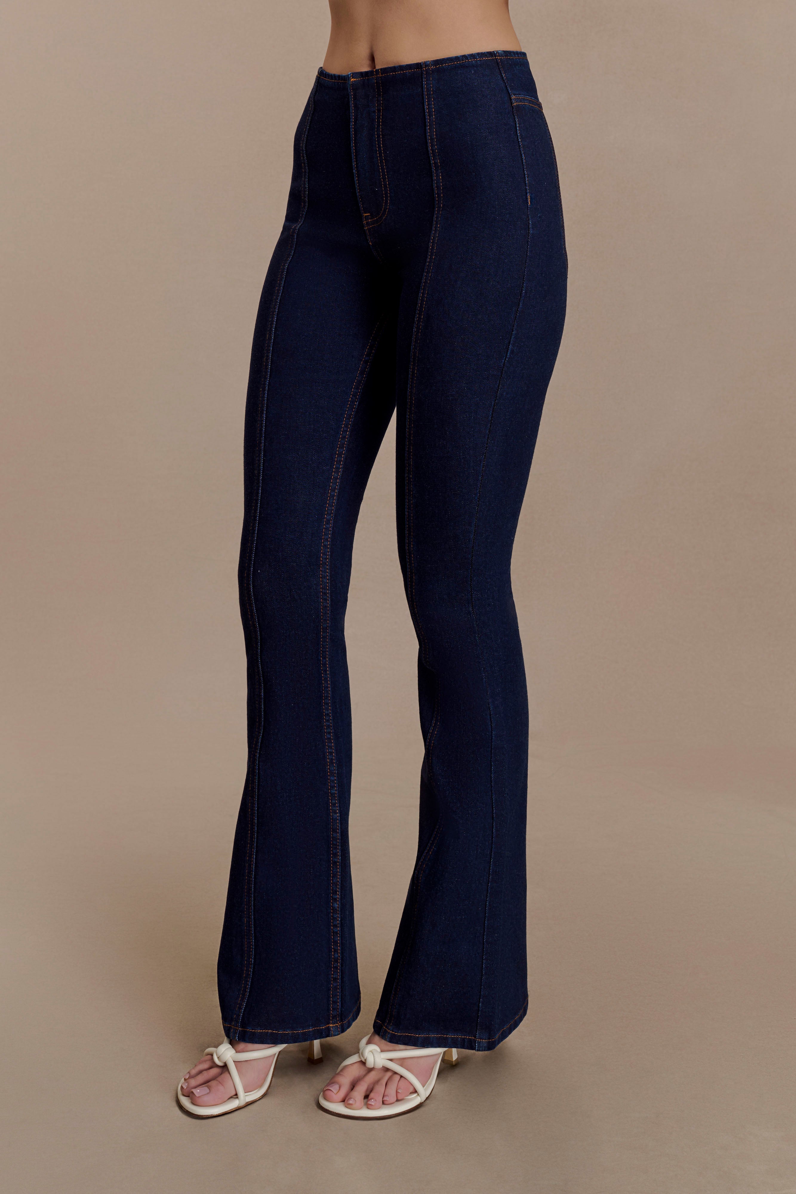 Clio Paneled Flare Jeans - Indigo Blue - Image 5