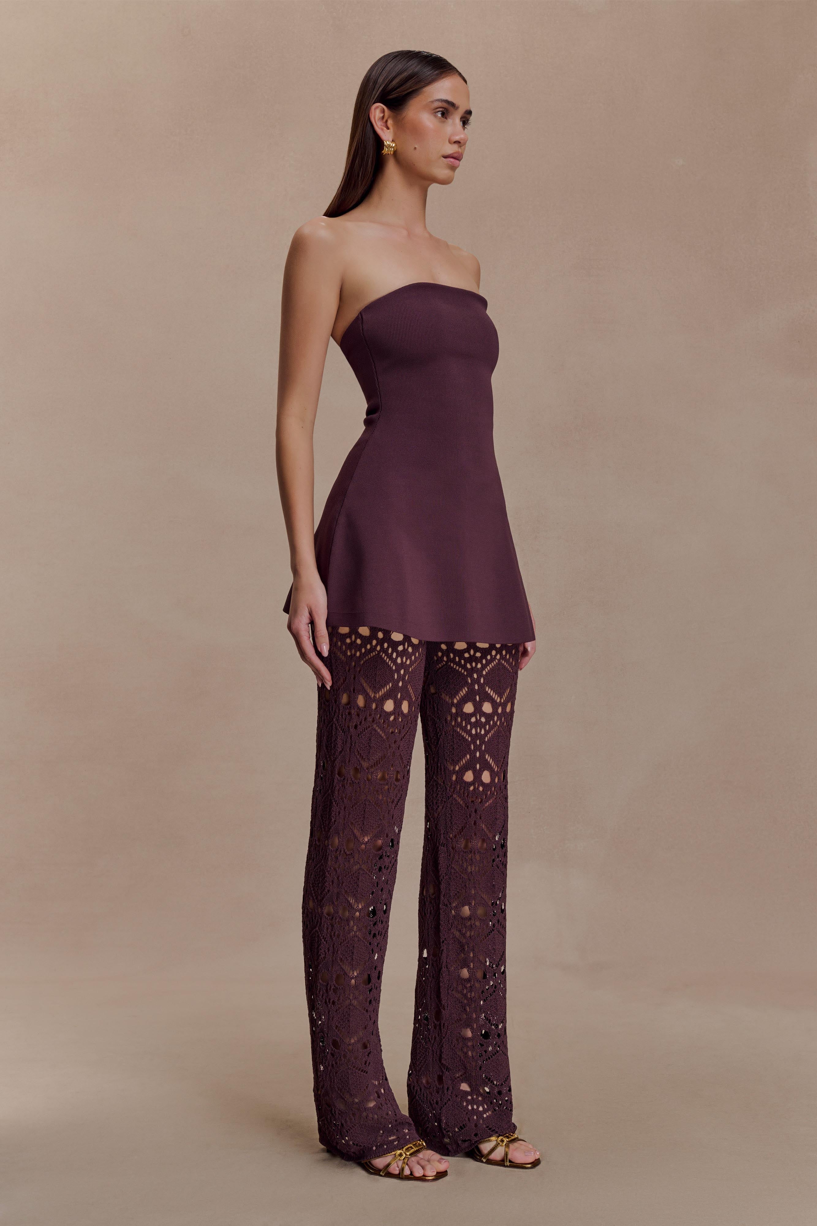 Alternative view of Anette Bandage Knit Strapless Top - Chocolate
