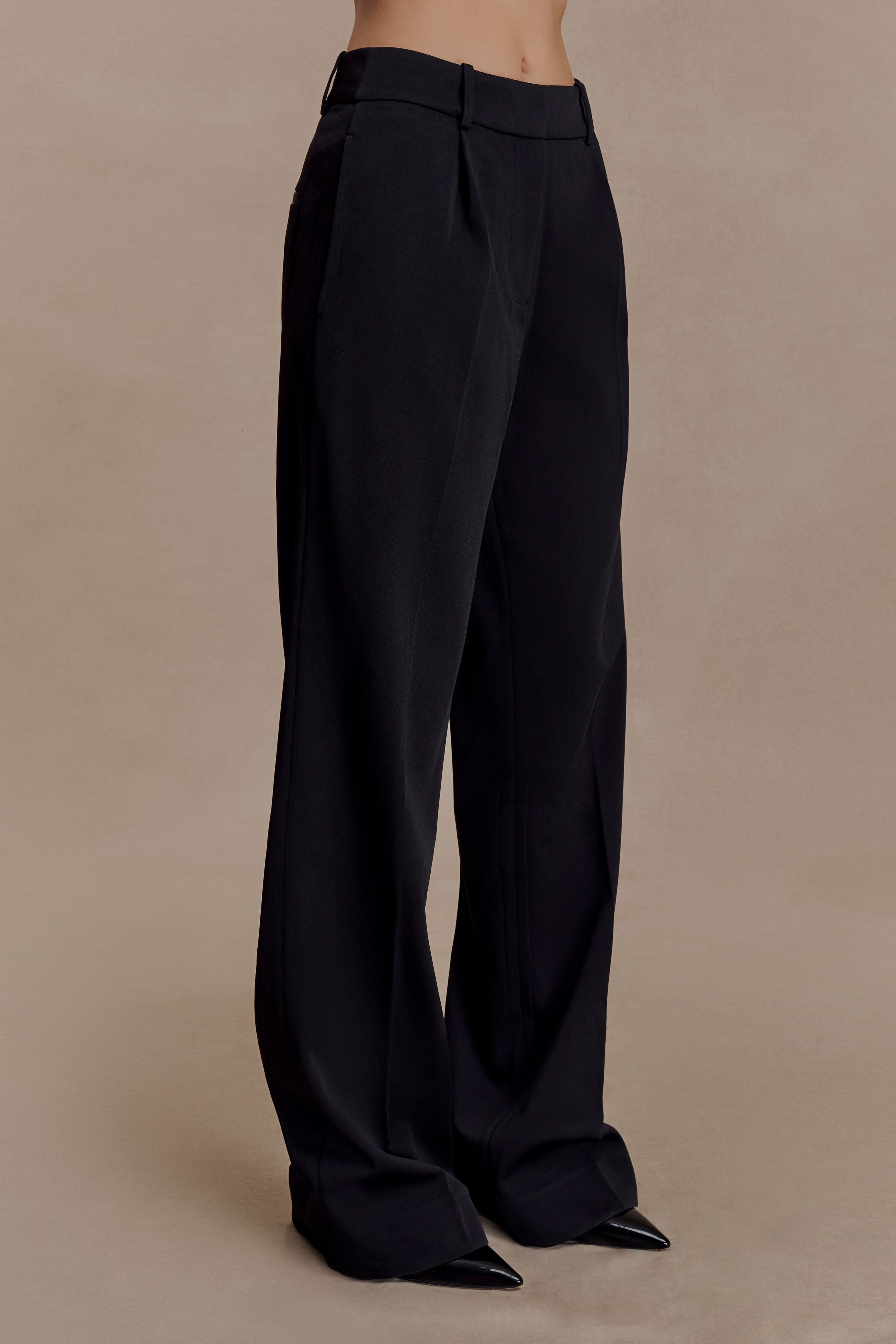 Fatima Satin Straight Leg Pant - Black - Image 4