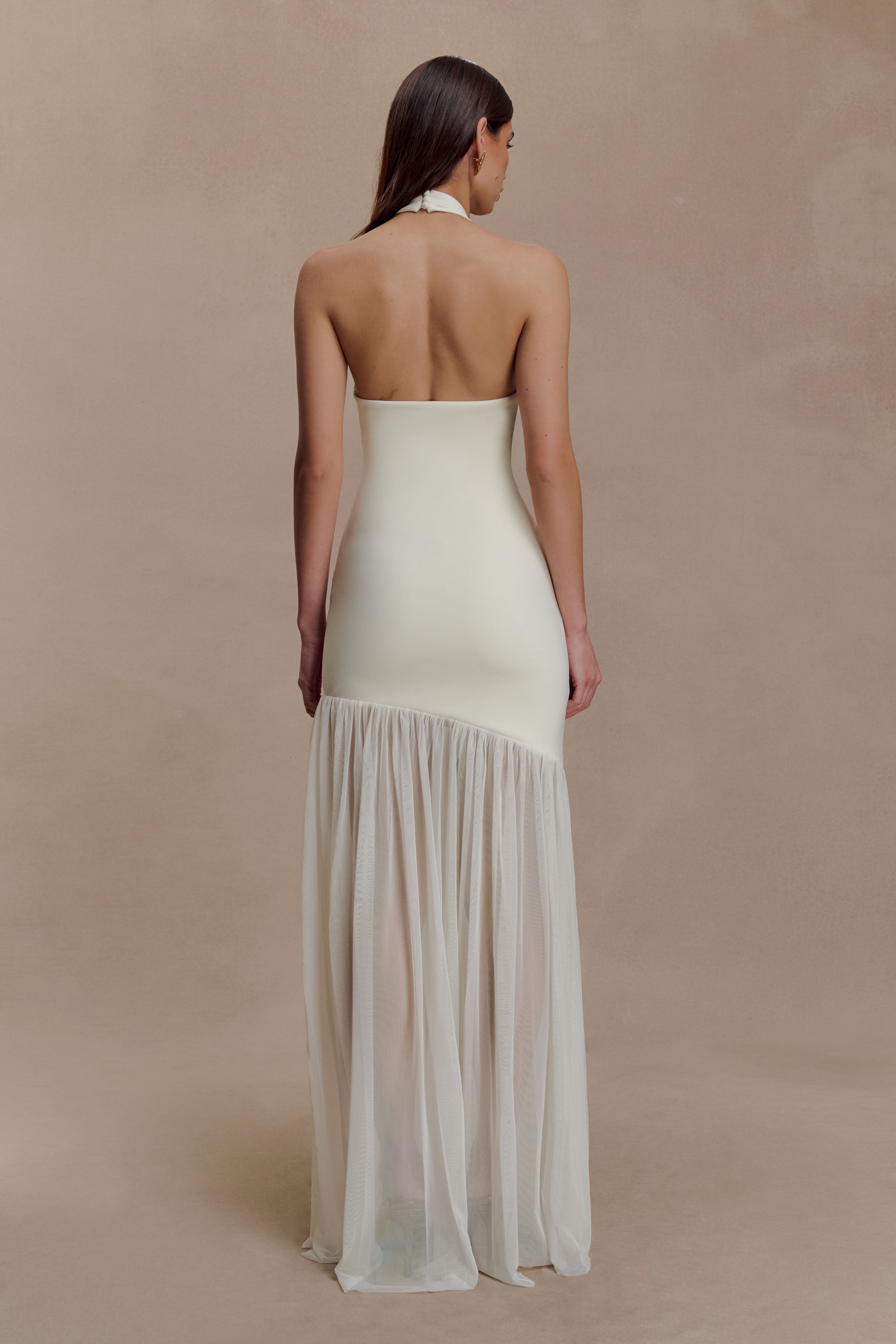 Alternative view of Aubree Crepe And Mesh Maxi Dress - Ivory