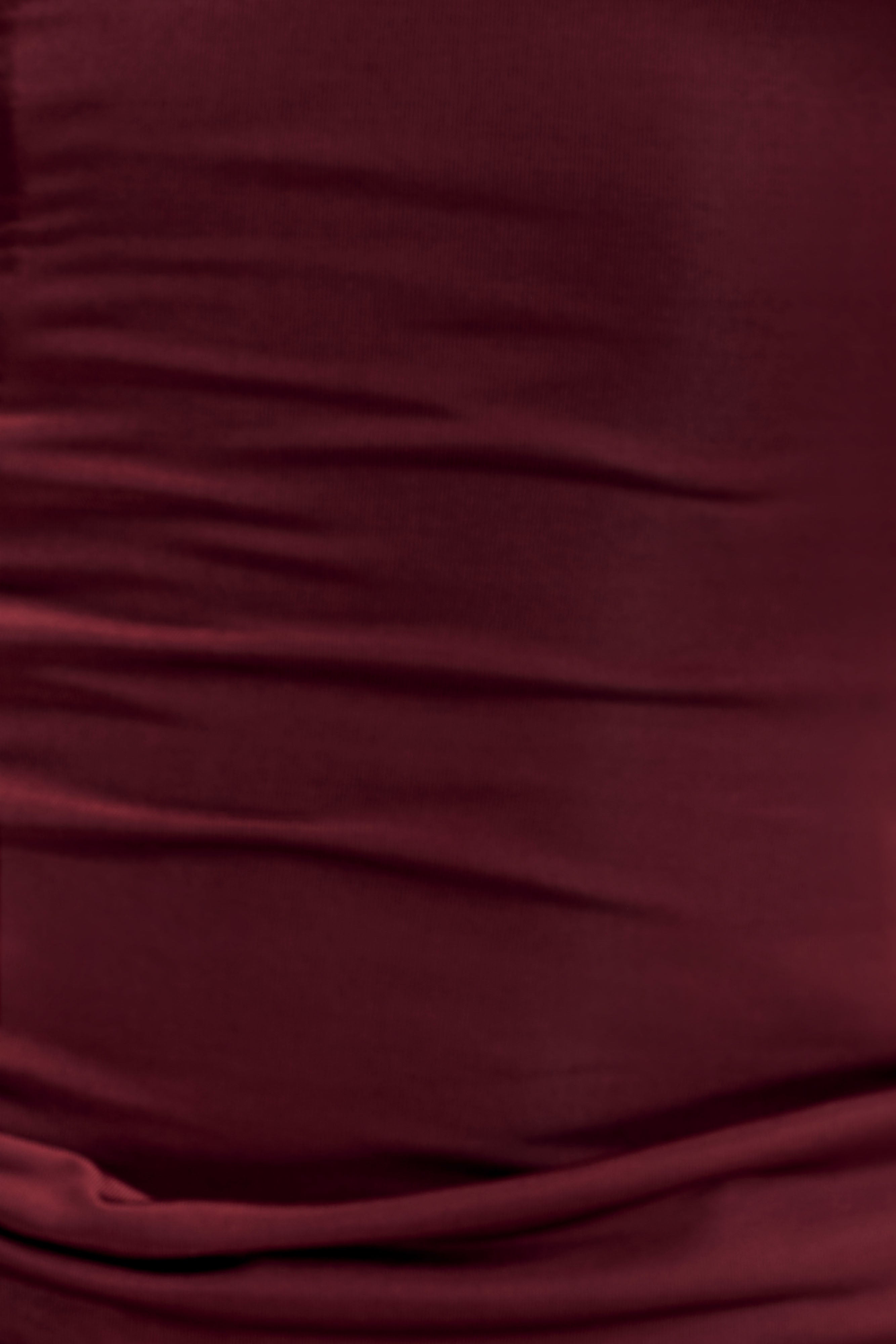 Mattea Slinky And Mesh Maxi Dress With Scarf - Burgundy - Image 4