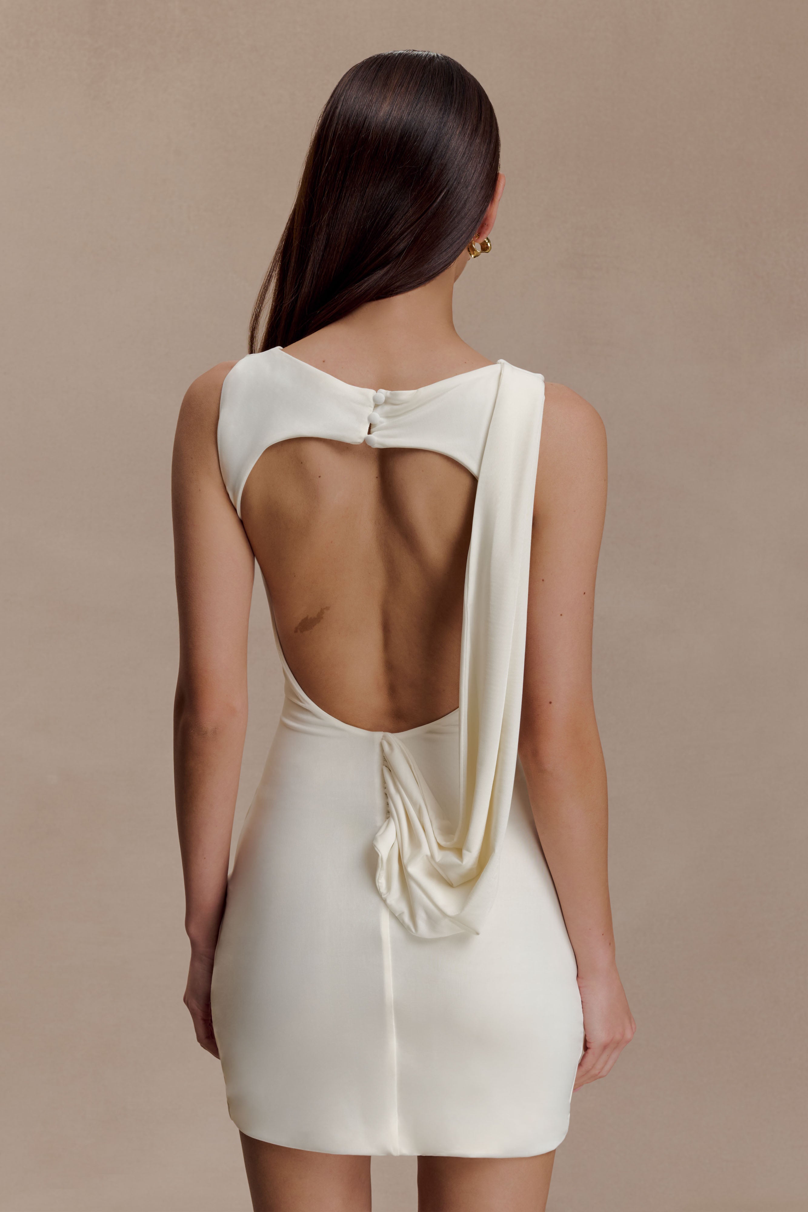 Alternative view of Henley Slinky Drape Mini Dress - Ivory