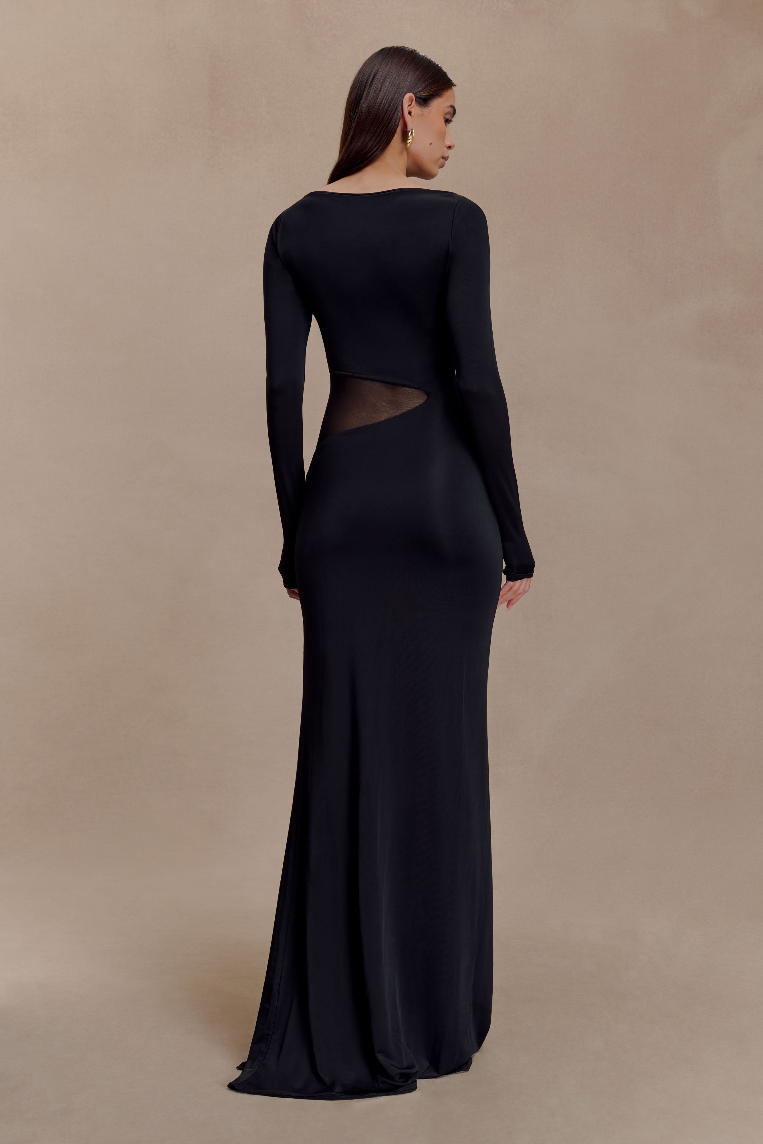 Alternative view of Megan Slinky And Mesh Maxi Dress - Black