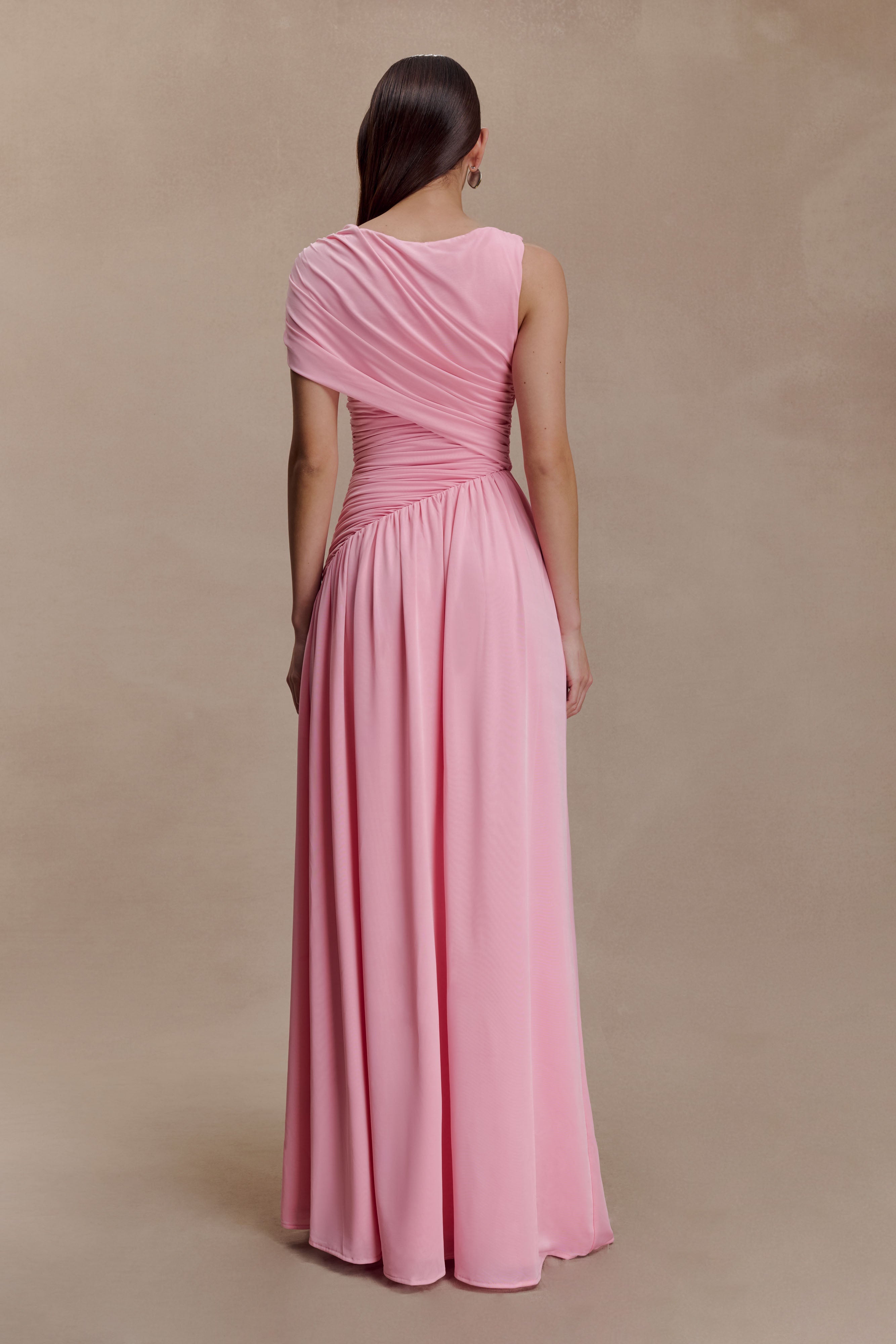 Alternative view of Ayeshya Slinky Asymmetric Maxi Dress - Candy Pink