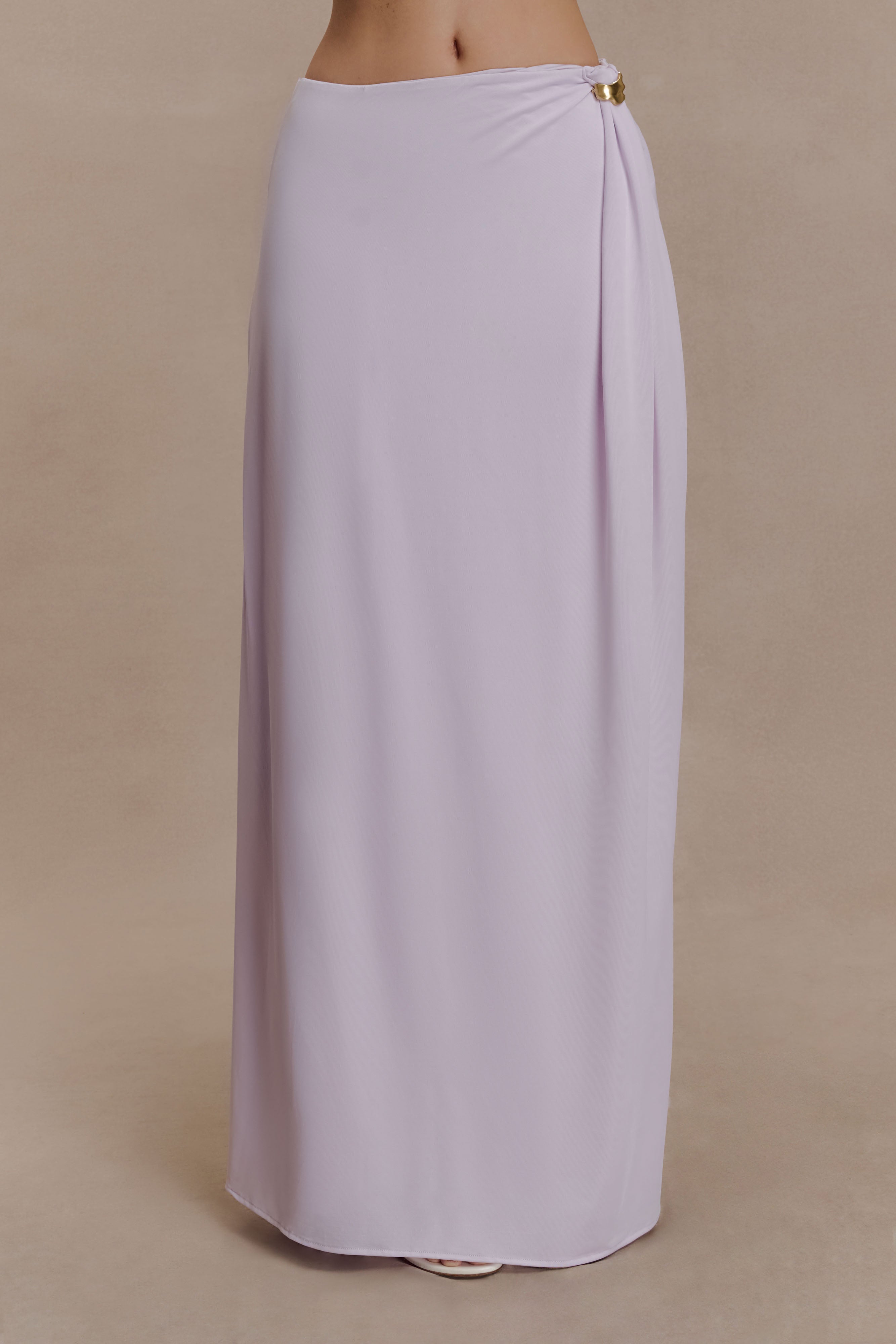 Bridget Slinky Maxi Skirt With Hardware - Dusty Lilac - Image 6