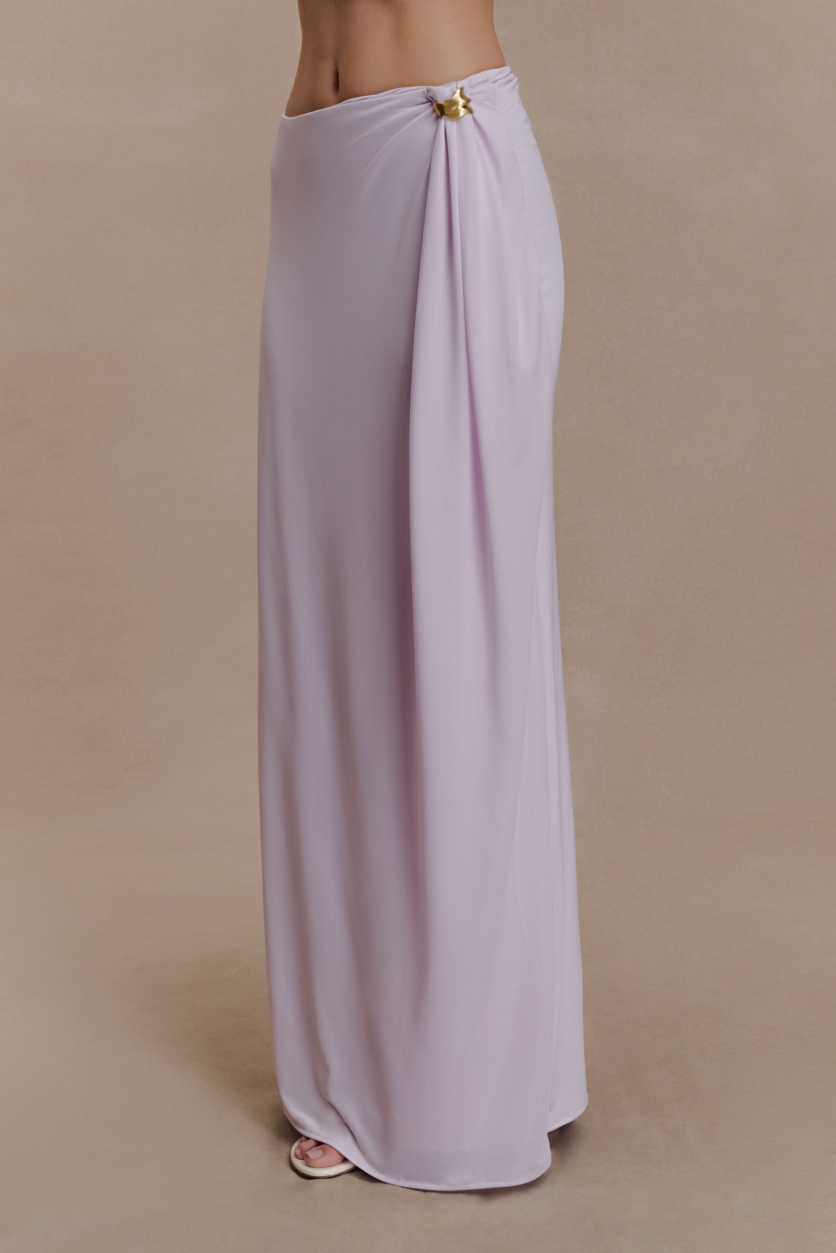 Bridget Slinky Maxi Skirt With Hardware - Dusty Lilac - Image 4