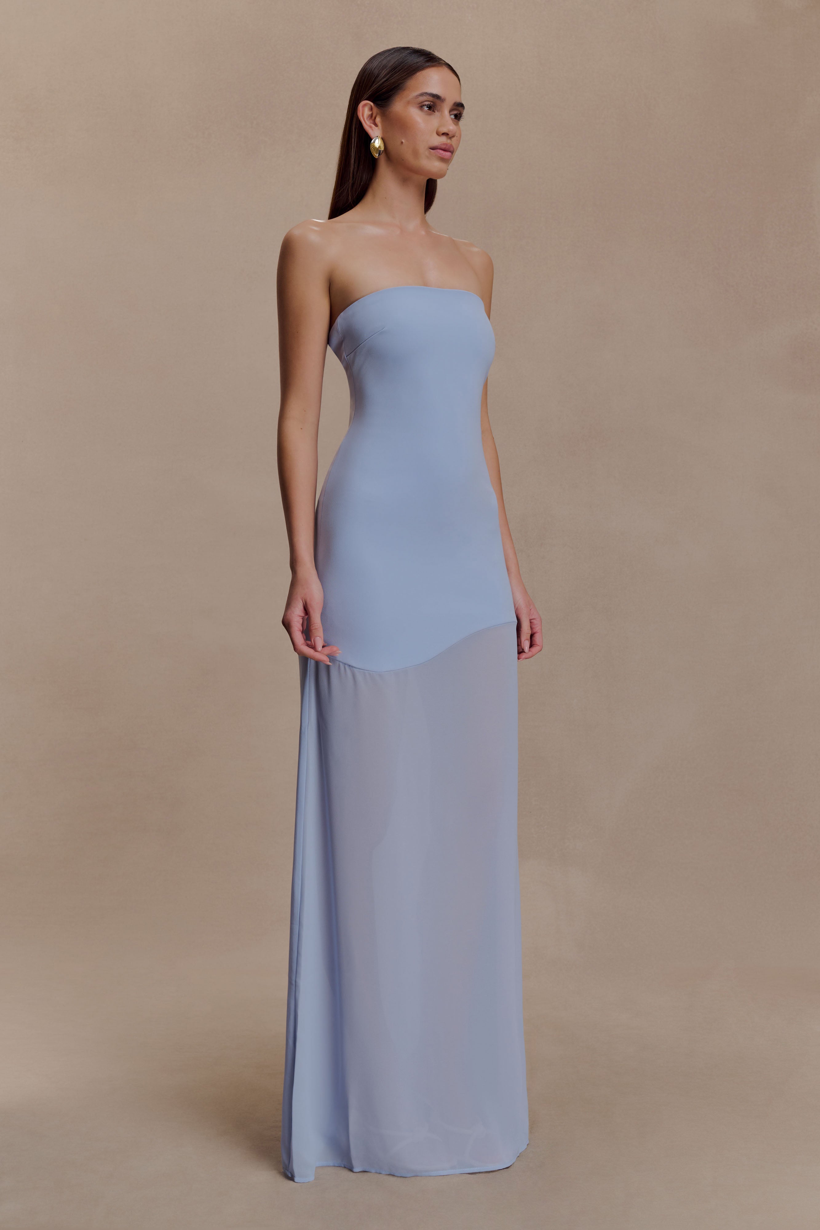 Mason Crepe And Chiffon Maxi Dress - Powder Blue - Image 3
