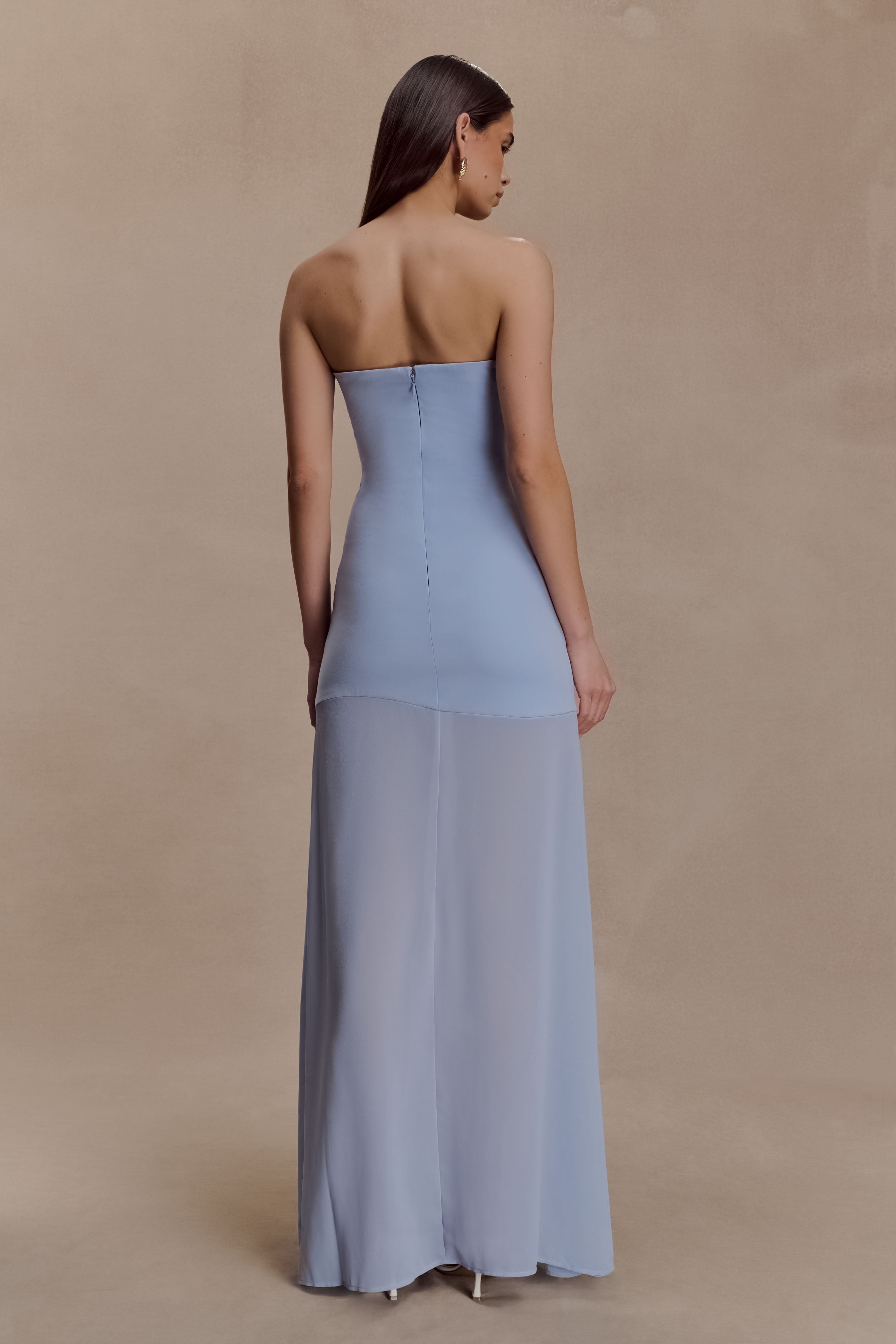 Alternative view of Mason Crepe And Chiffon Maxi Dress - Powder Blue