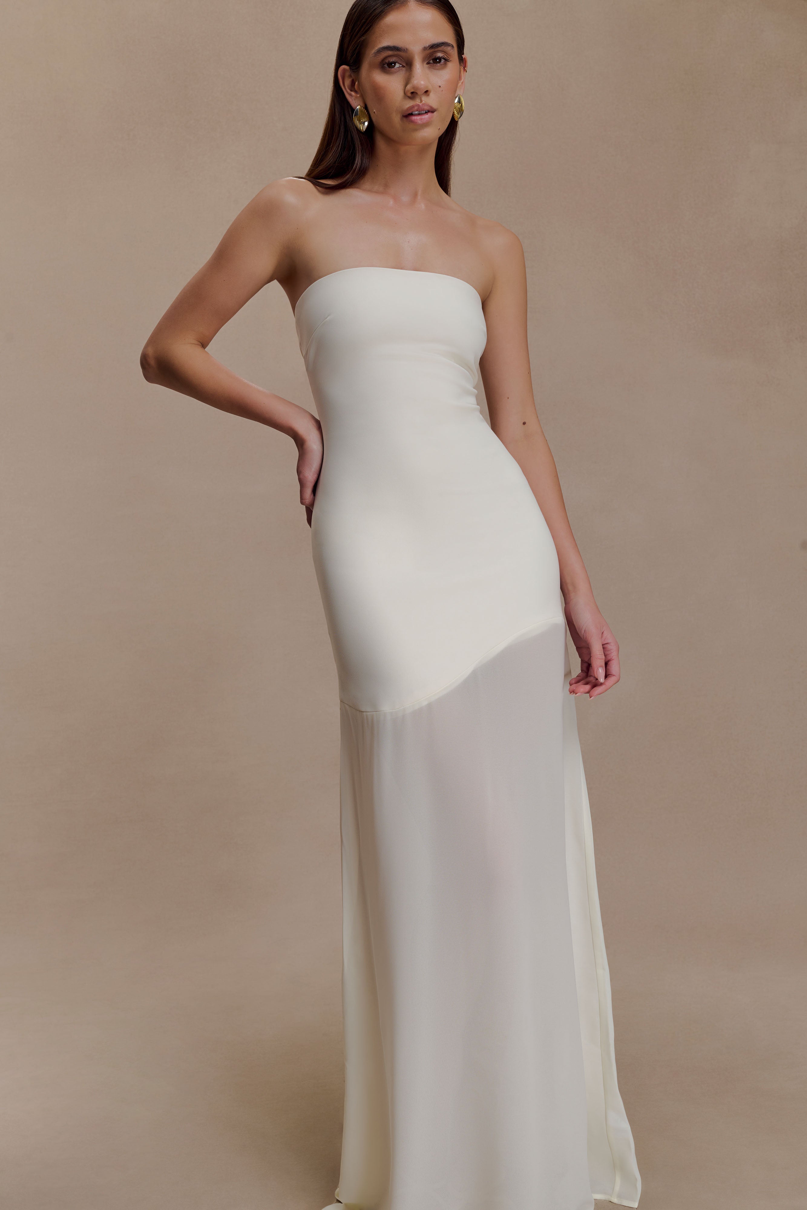 Mason Crepe And Chiffon Maxi Dress - Ivory - Image 5
