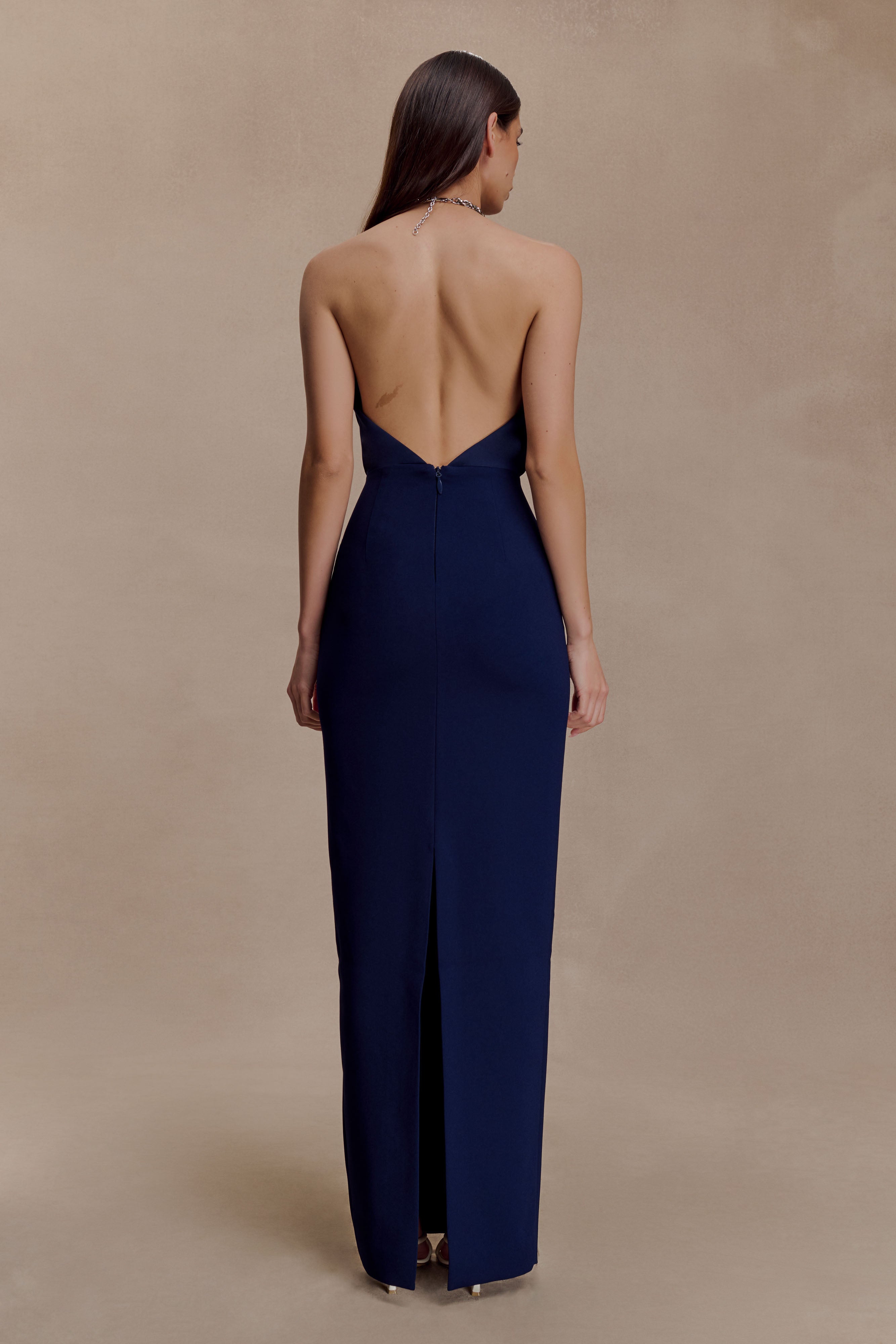 Alternative view of Elina Satin Necklace Maxi Dress - Navy