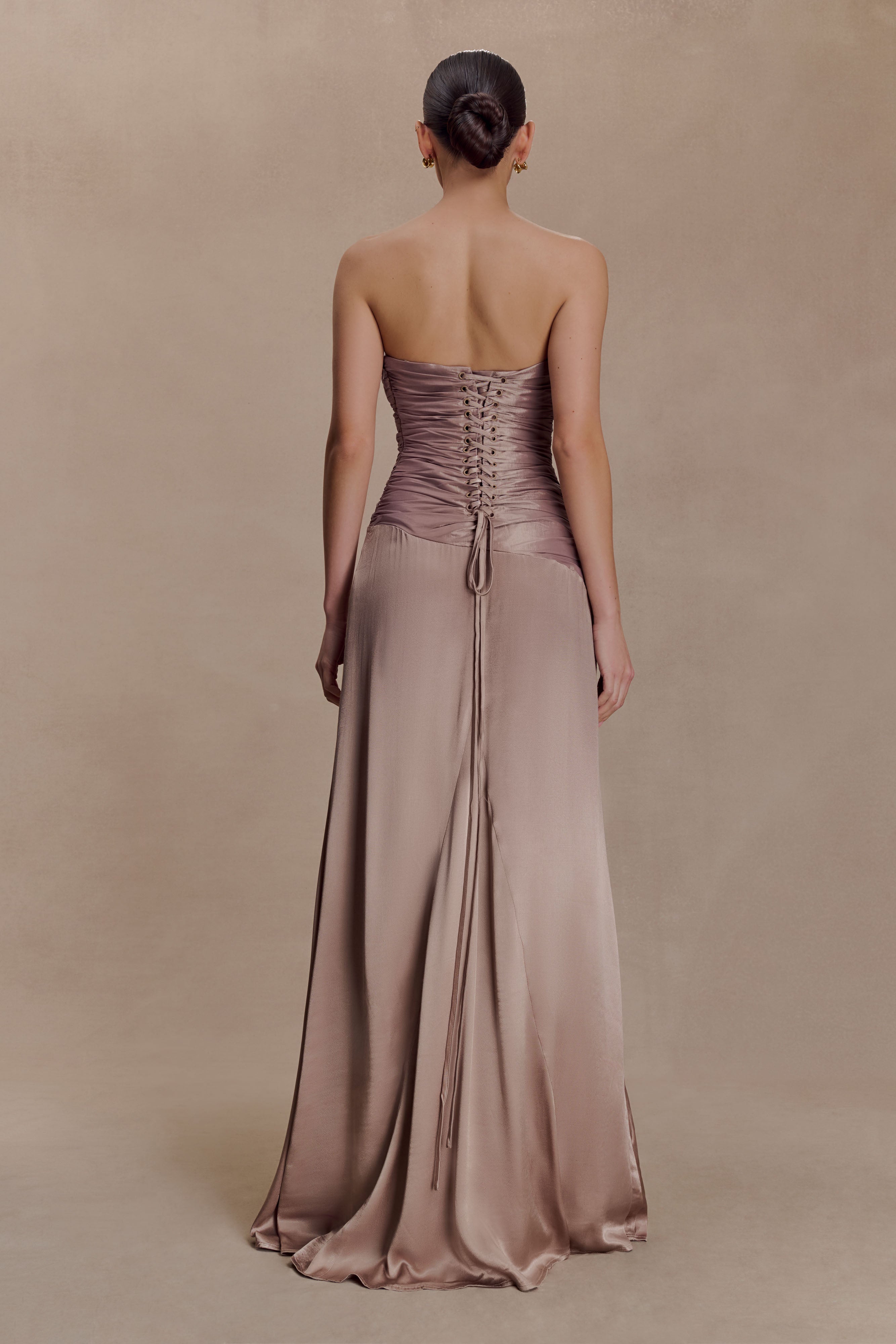 Serena Strapless Taffeta Maxi Dress - Bronze Taupe - Image 7