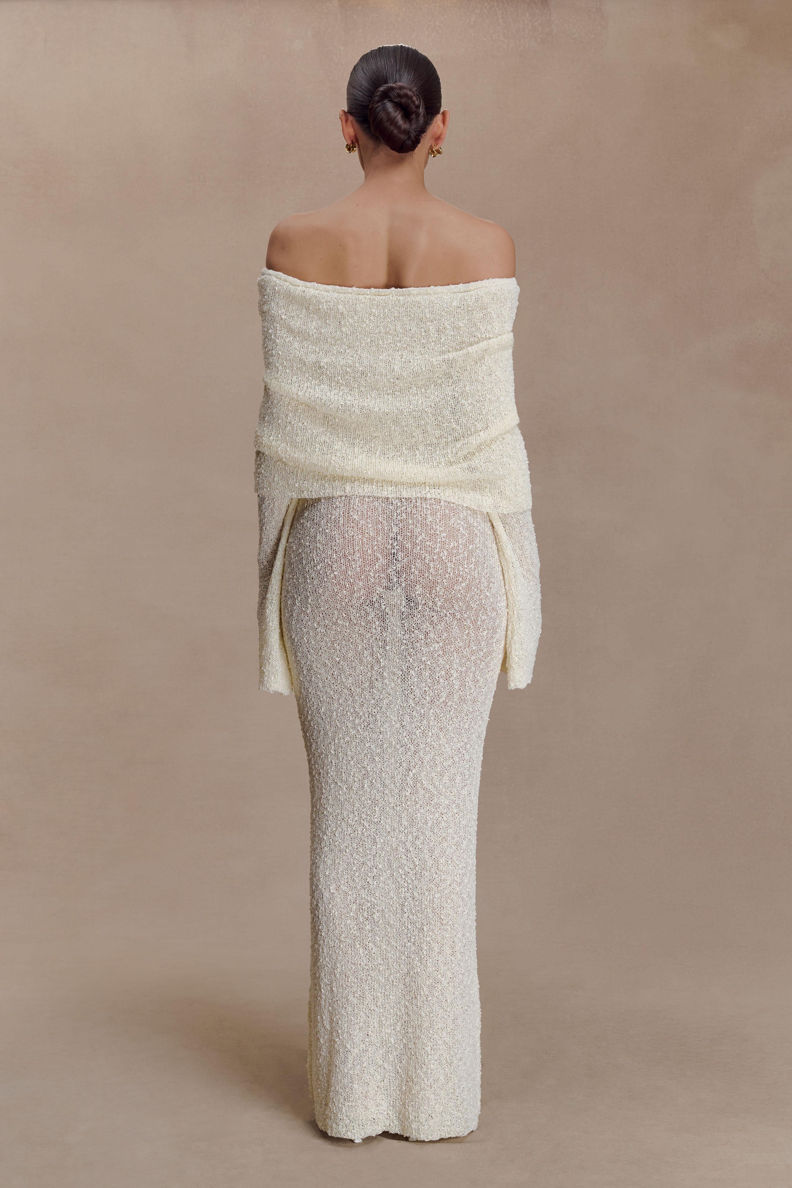 Alternative view of Marisol Off Shoulder Boucle Maxi Dress - Ivory