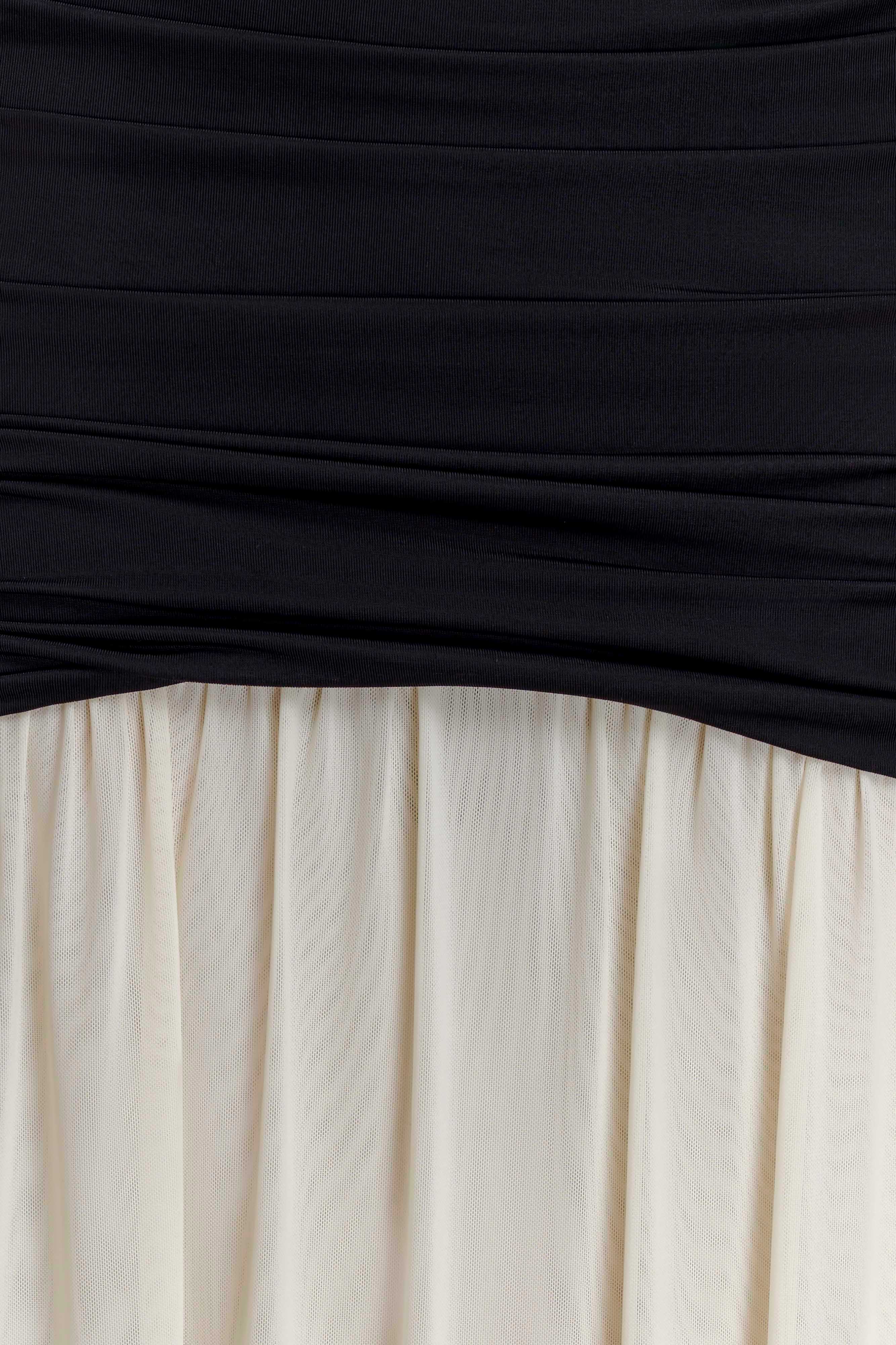 Hailee Slinky And Mesh Halter Maxi Dress - Black/White - Image 6