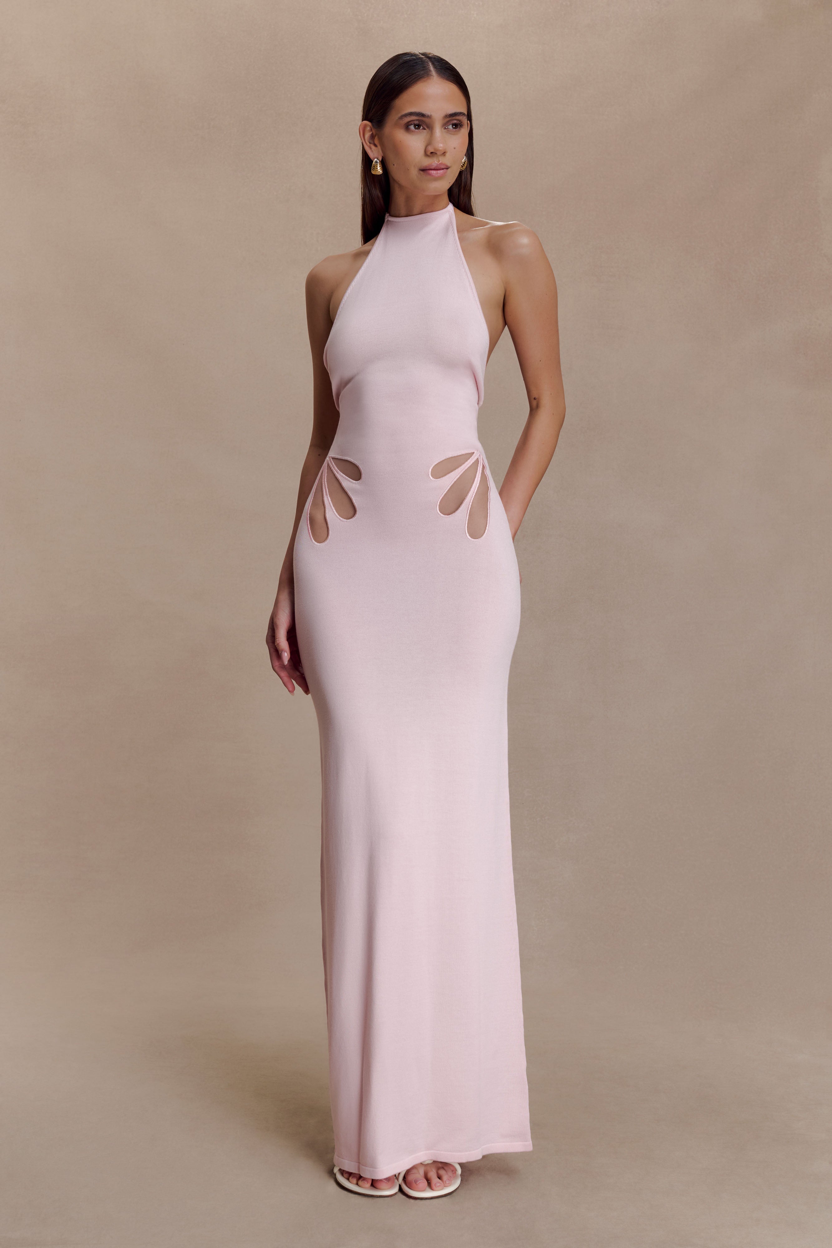 Brock Knit Halter Maxi Dress - Baby Pink - Image 5