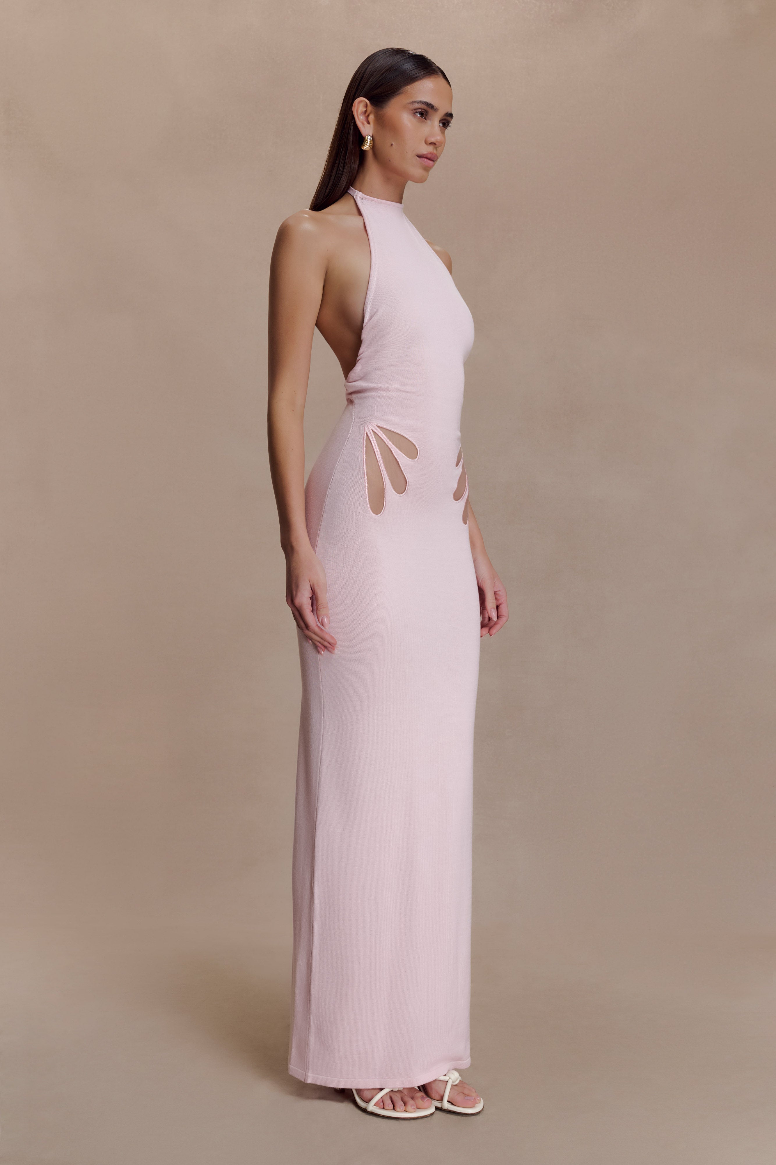 Brock Knit Halter Maxi Dress - Baby Pink - Image 3