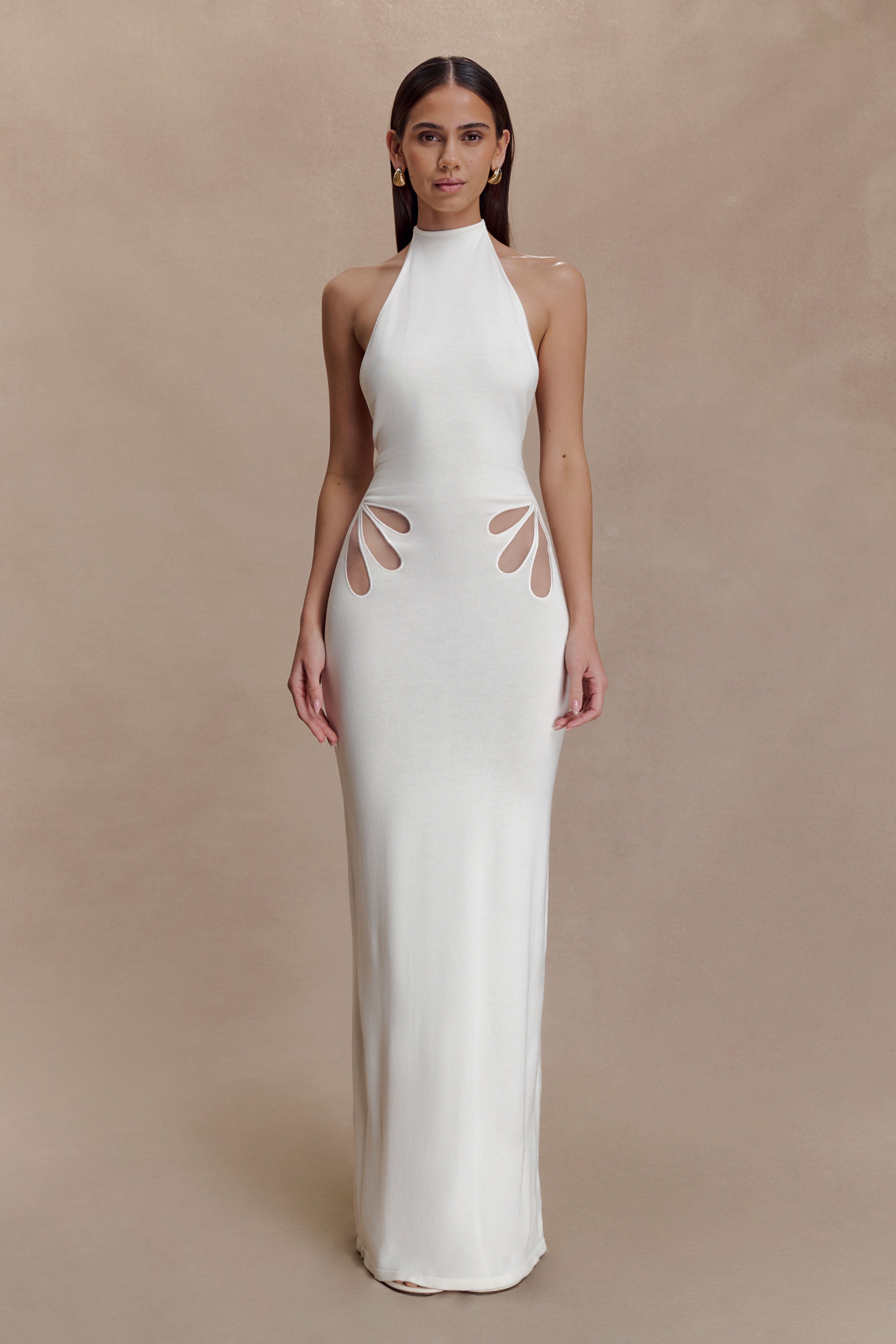 Brock Knit Halter Maxi Dress - White - Image 4