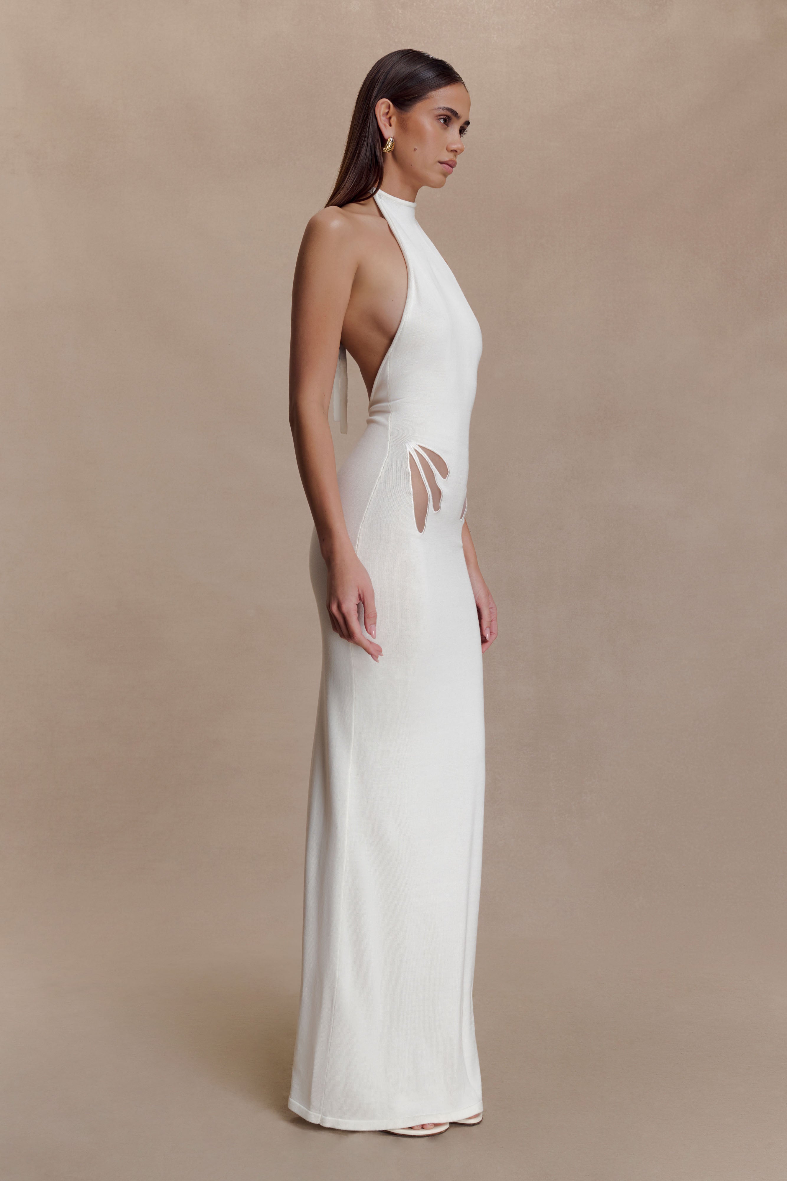 Brock Knit Halter Maxi Dress - White - Image 5