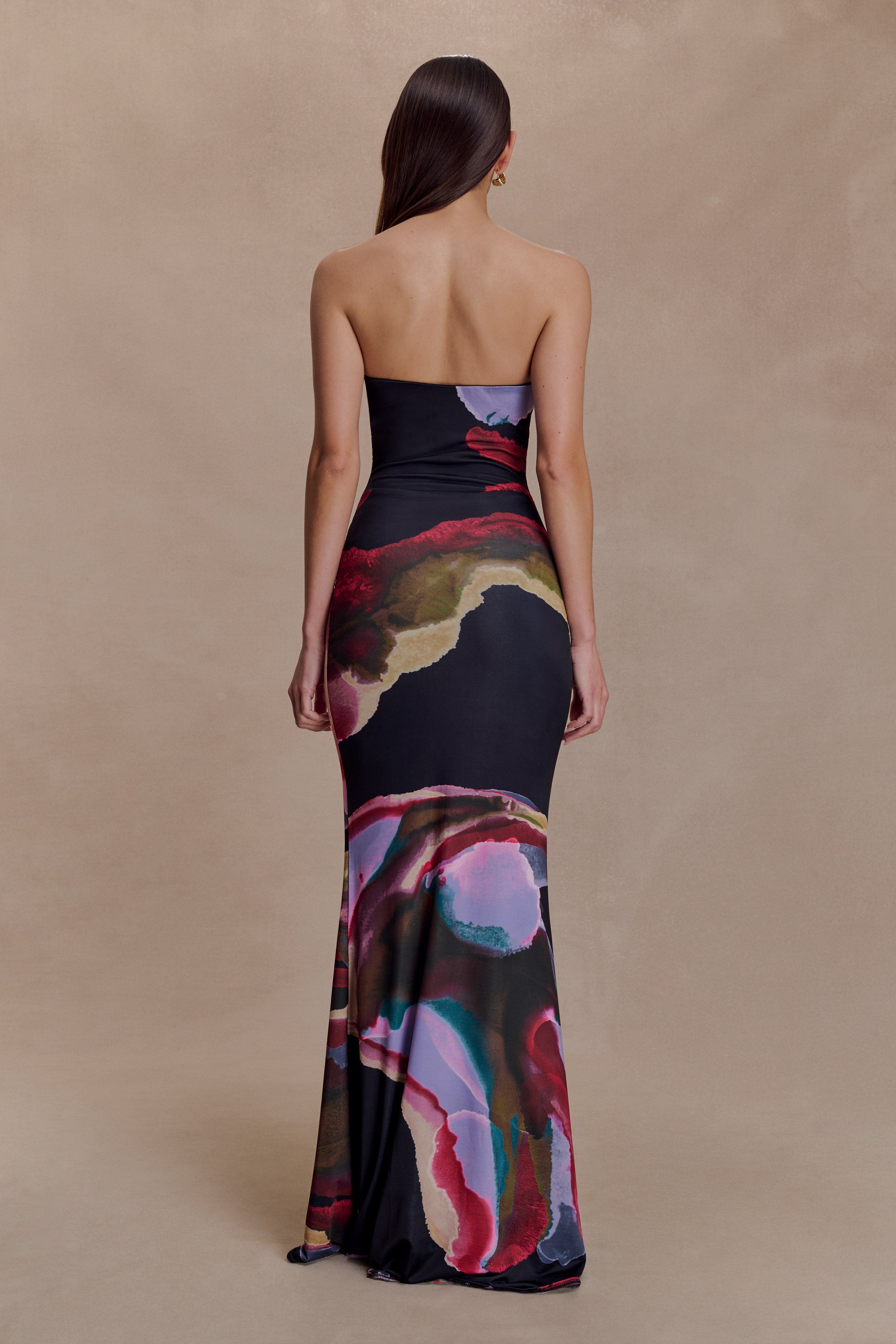 Alternative view of Madison Strapless Slinky Maxi Dress - Multi Fluid Reverie Print