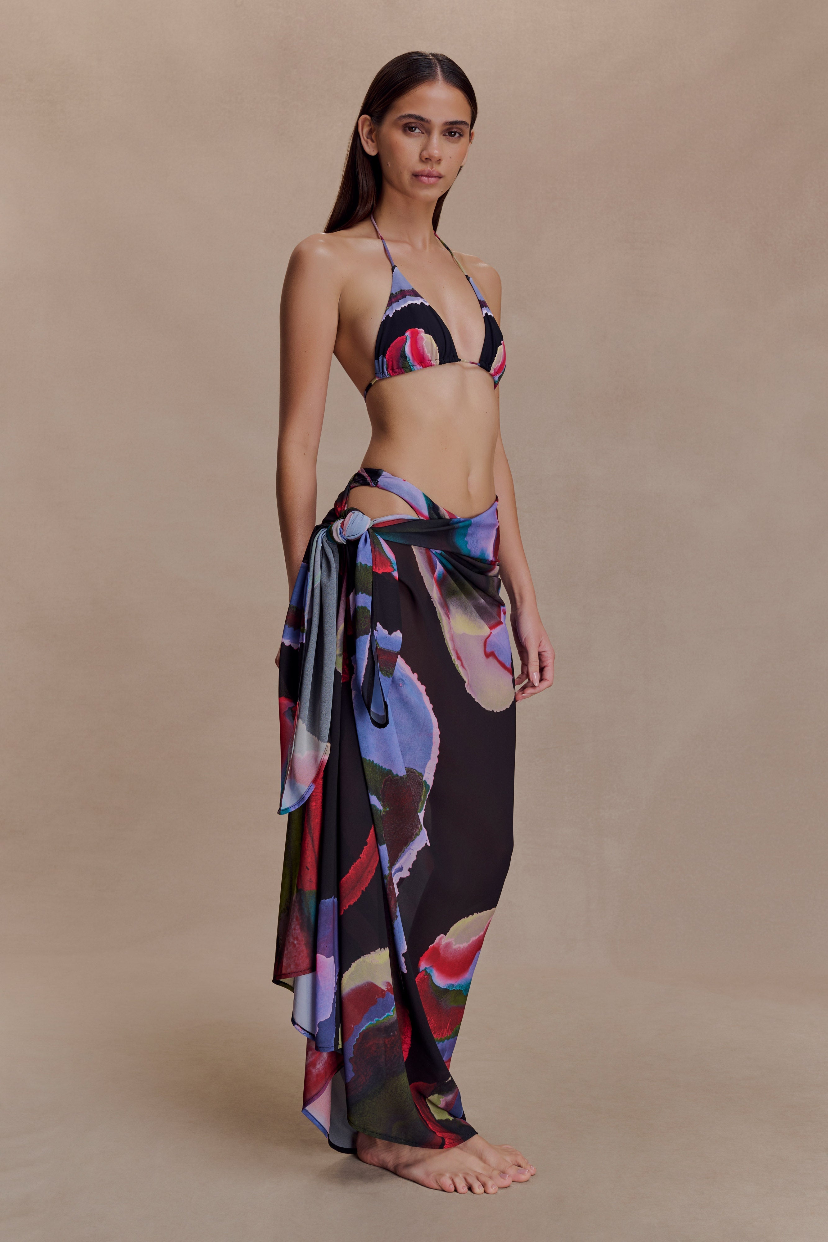 Evie Chiffon Sarong - Multi Fluid Reverie Print - Image 4