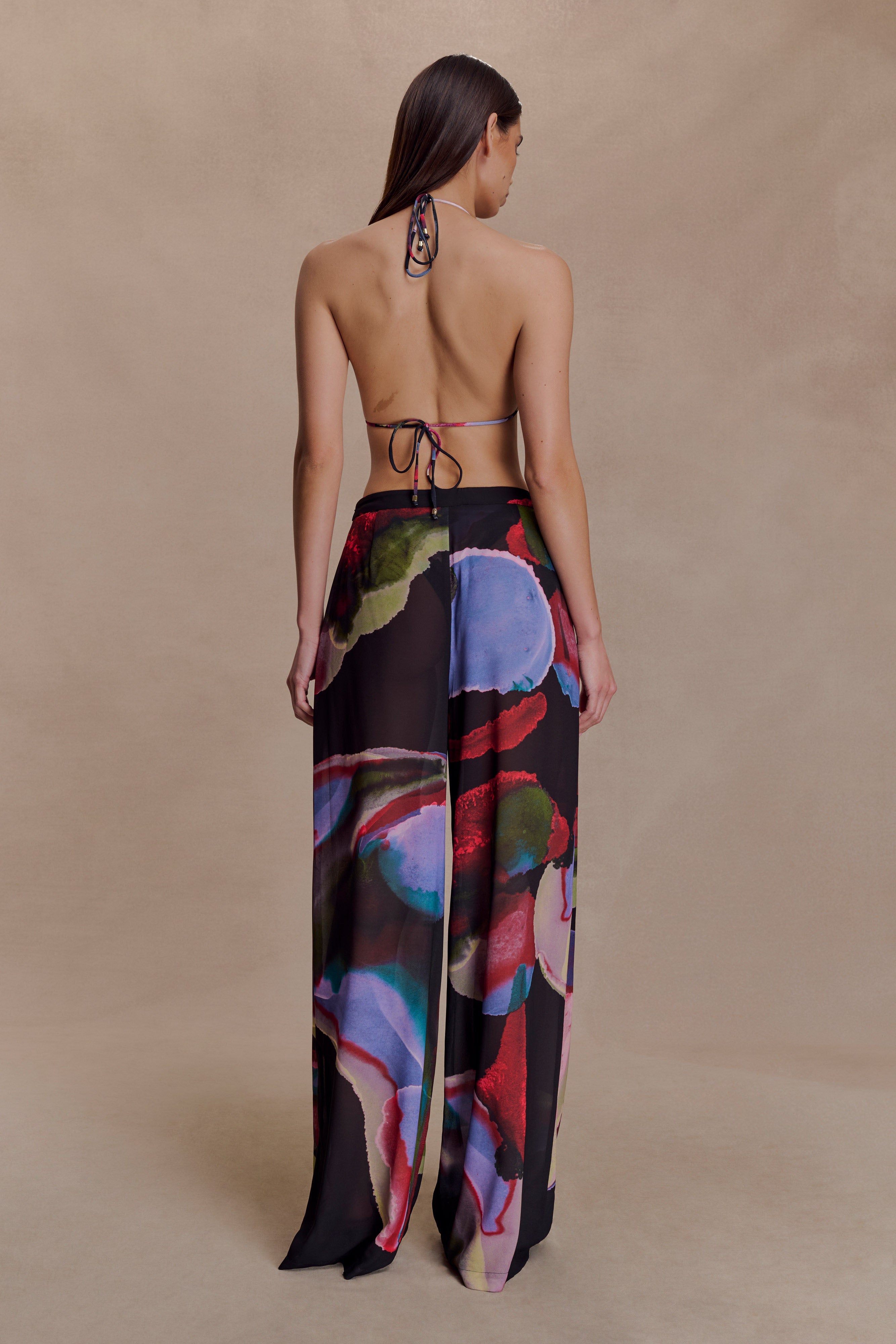 Alternative view of Rachel Chiffon Straight Leg Pants - Multi Fluid Reverie Print