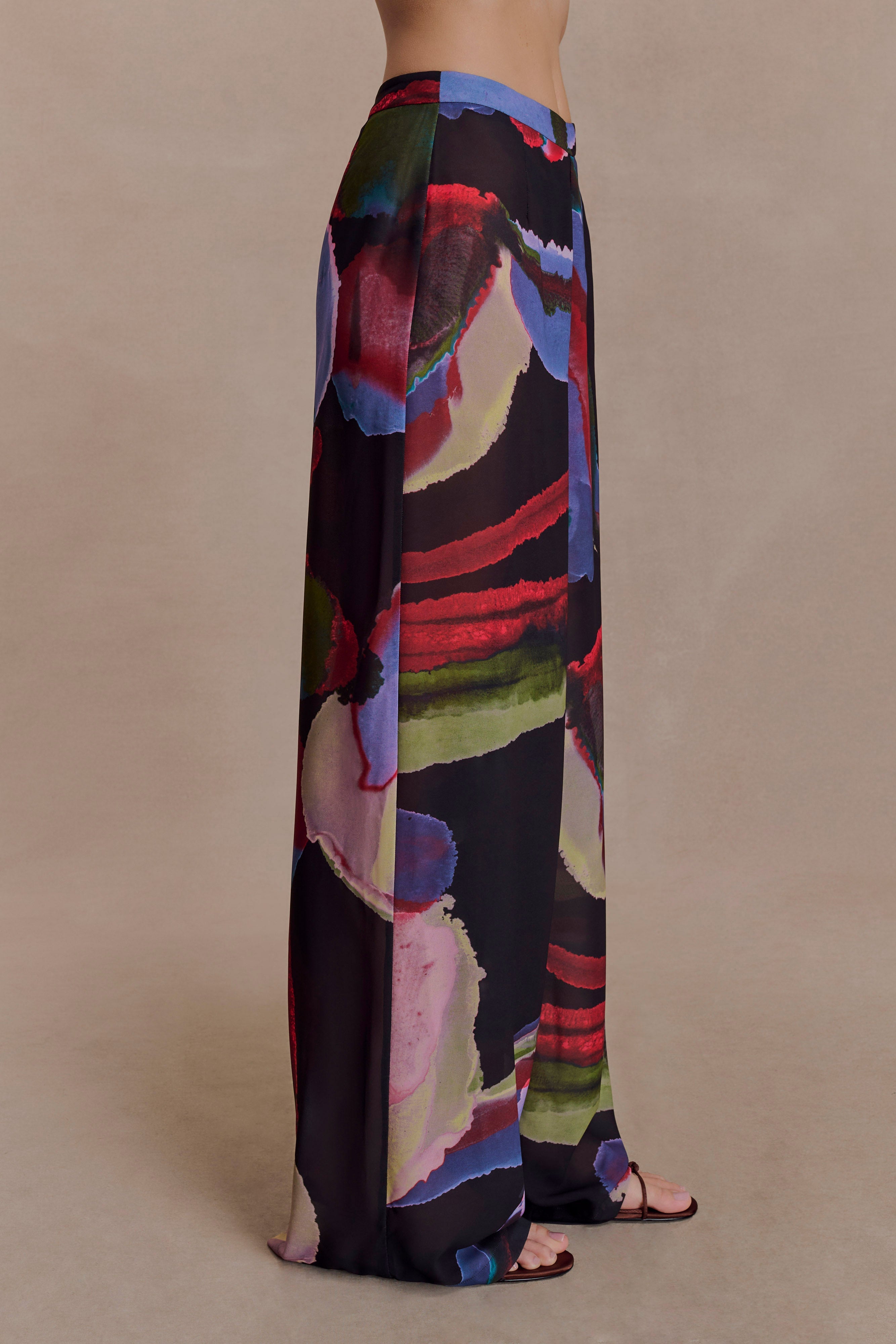 Rachel Chiffon Straight Leg Pants - Multi Fluid Reverie Print - Image 5