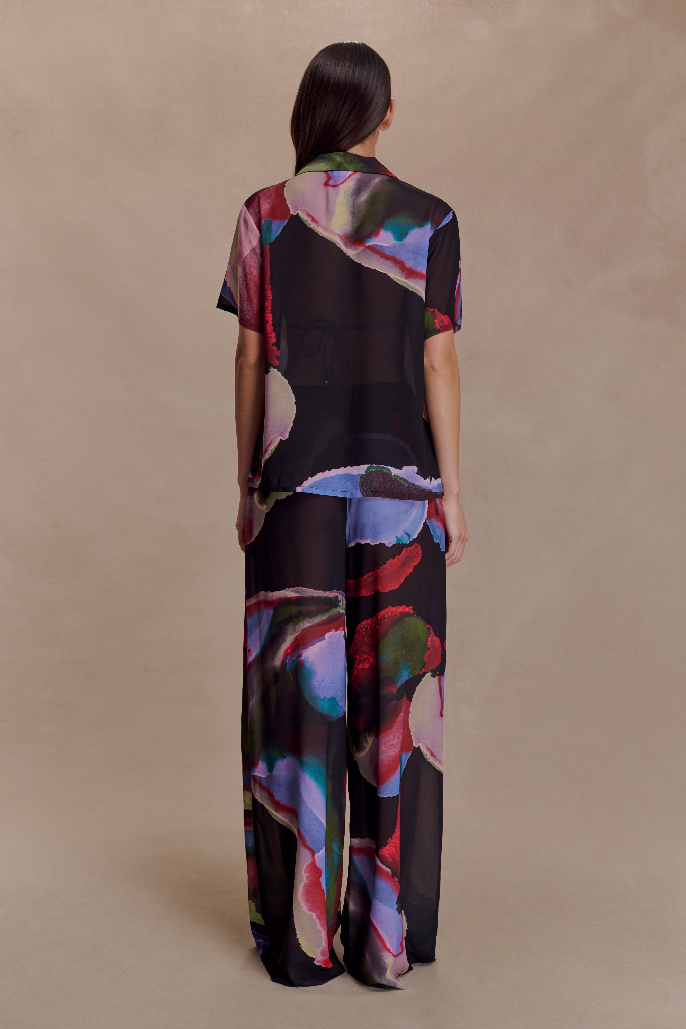 Rachel Chiffon Short Sleeve Shirt - Multi Fluid Reverie Print - Image 5