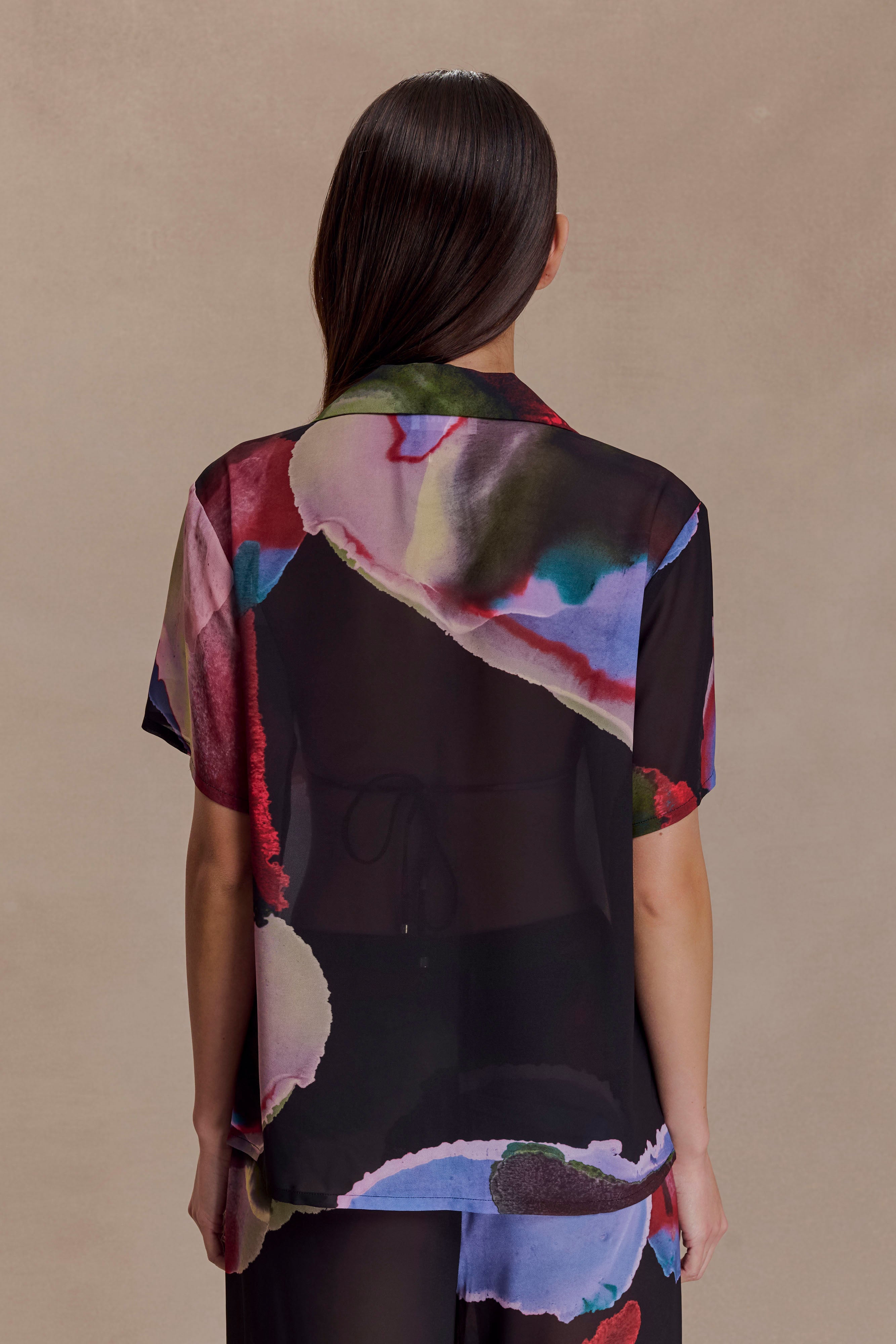 Alternative view of Rachel Chiffon Short Sleeve Shirt - Multi Fluid Reverie Print