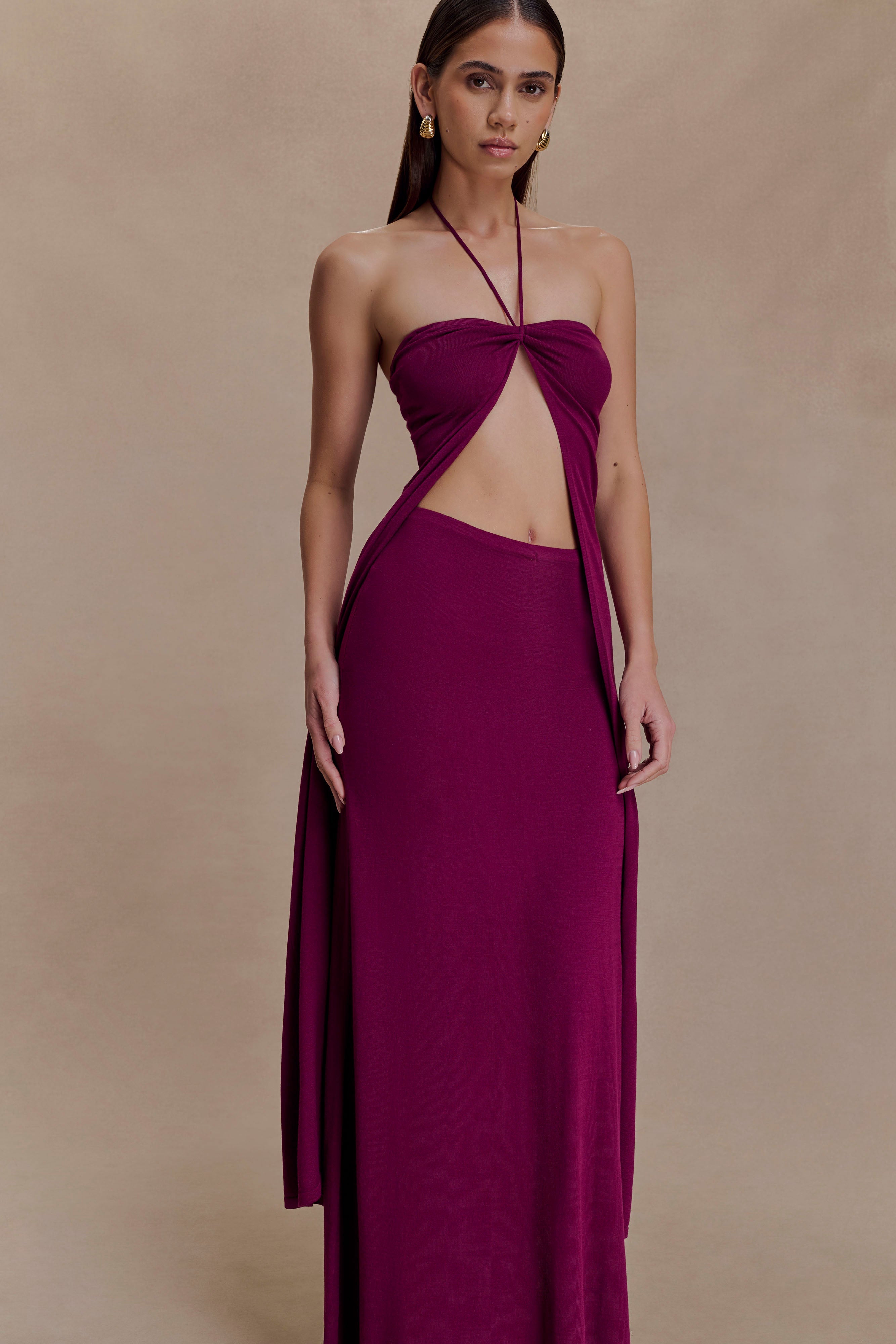 Martiena Knit Maxi Skirt - Plum - Image 3