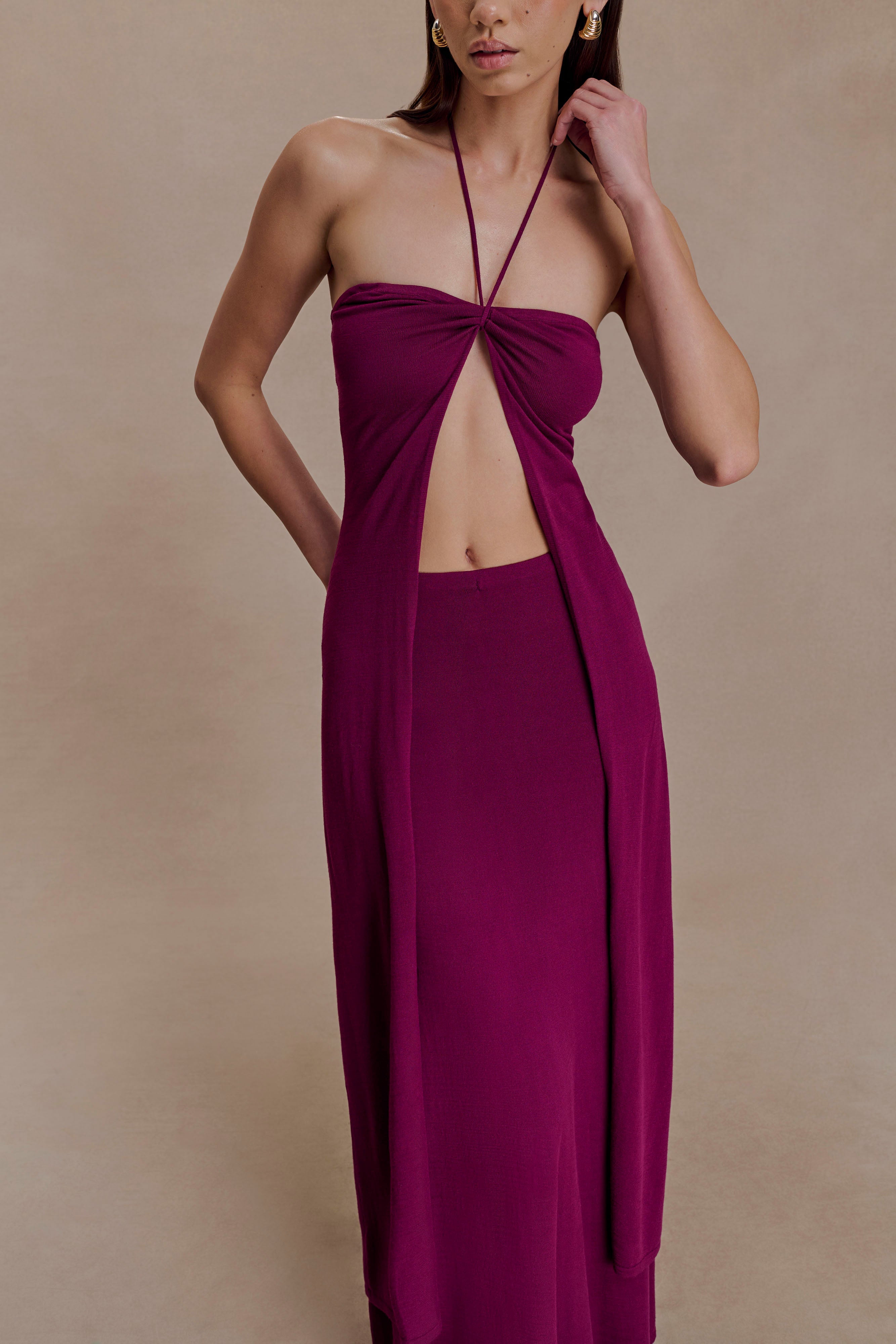 Marimae Long Knit Top - Plum - Image 3