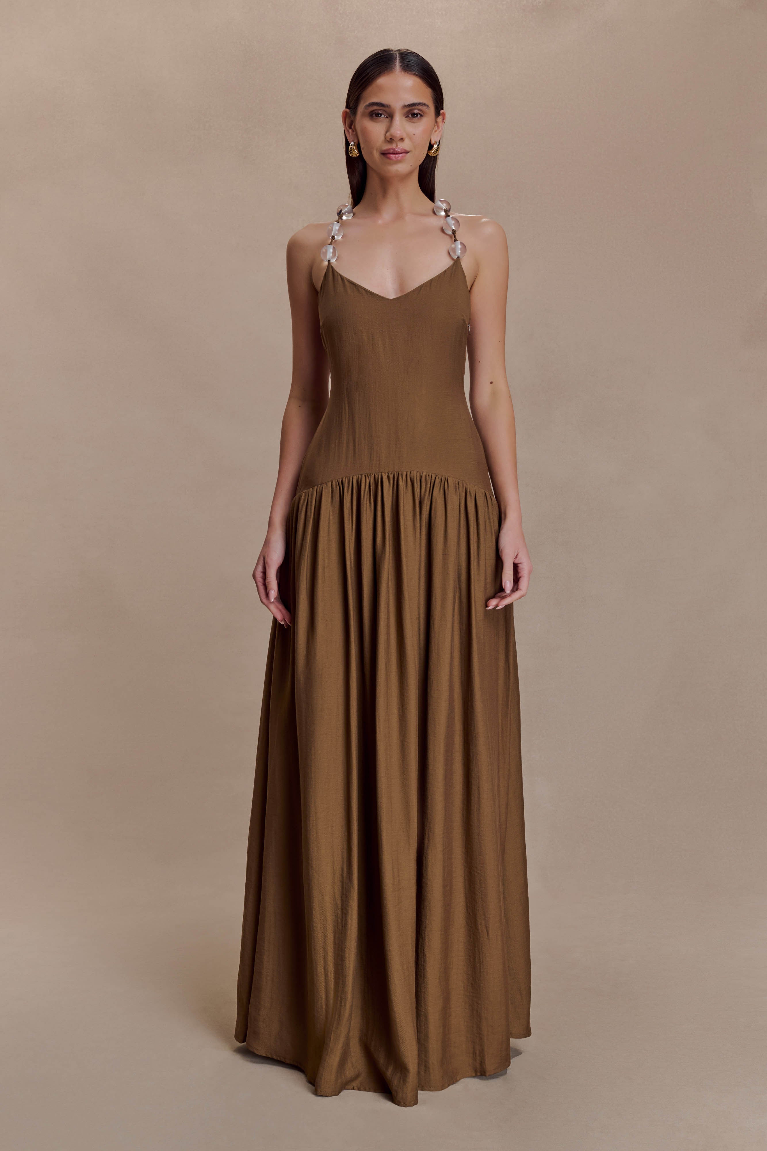 Alternative view of Darling Linen Maxi Dress - Chocolate