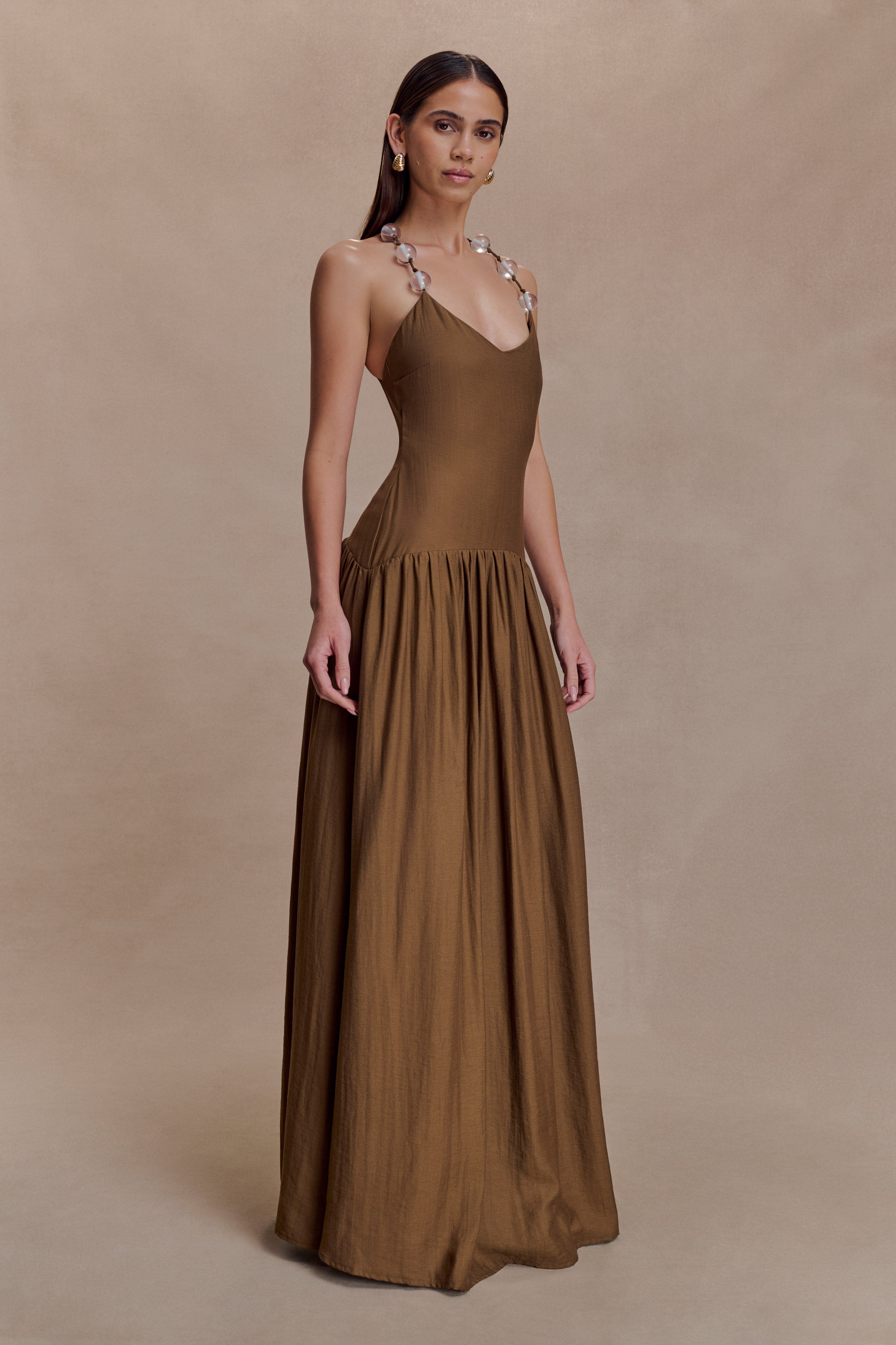 Darling Linen Maxi Dress - Chocolate - Image 4