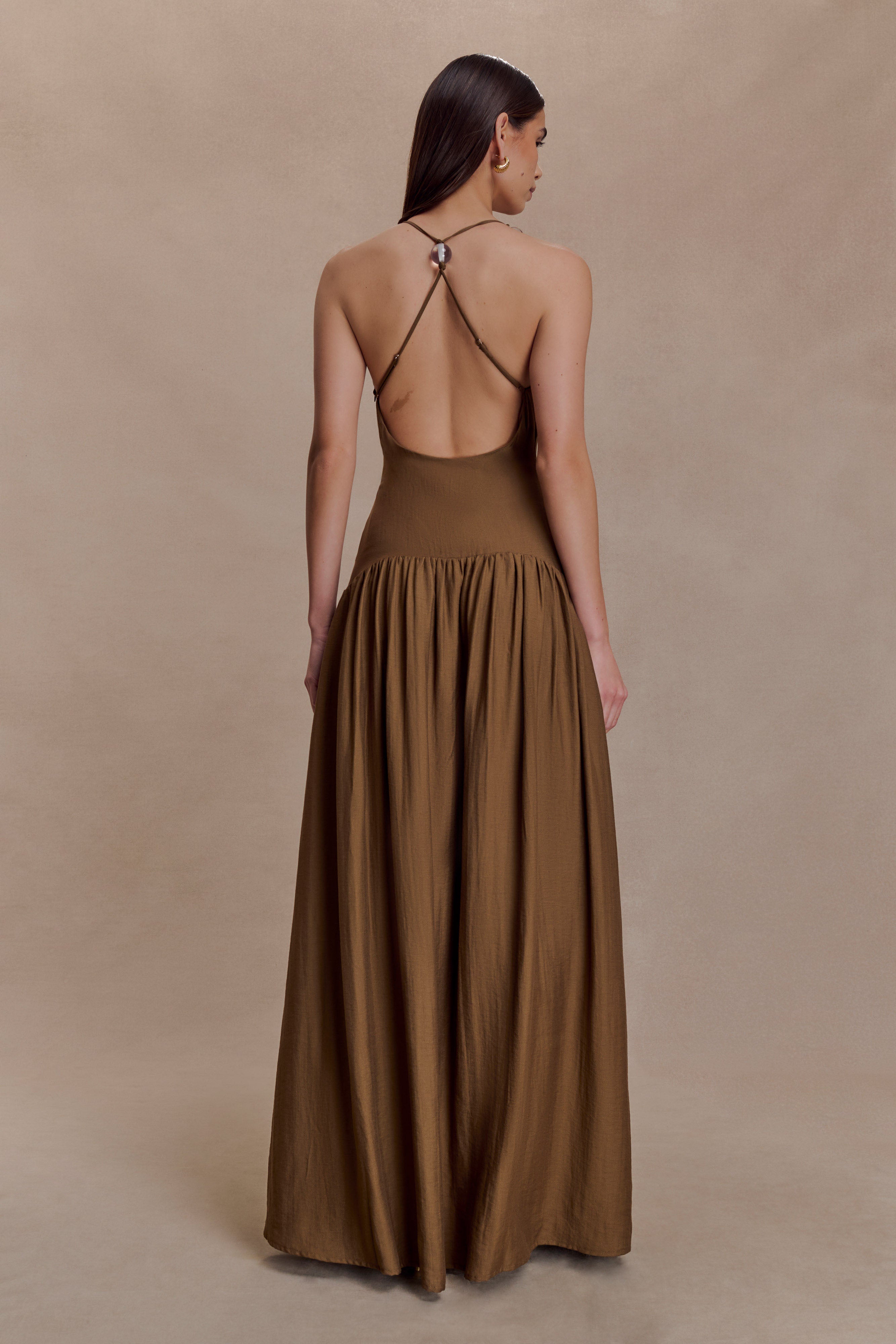 Darling Linen Maxi Dress - Chocolate - Image 3