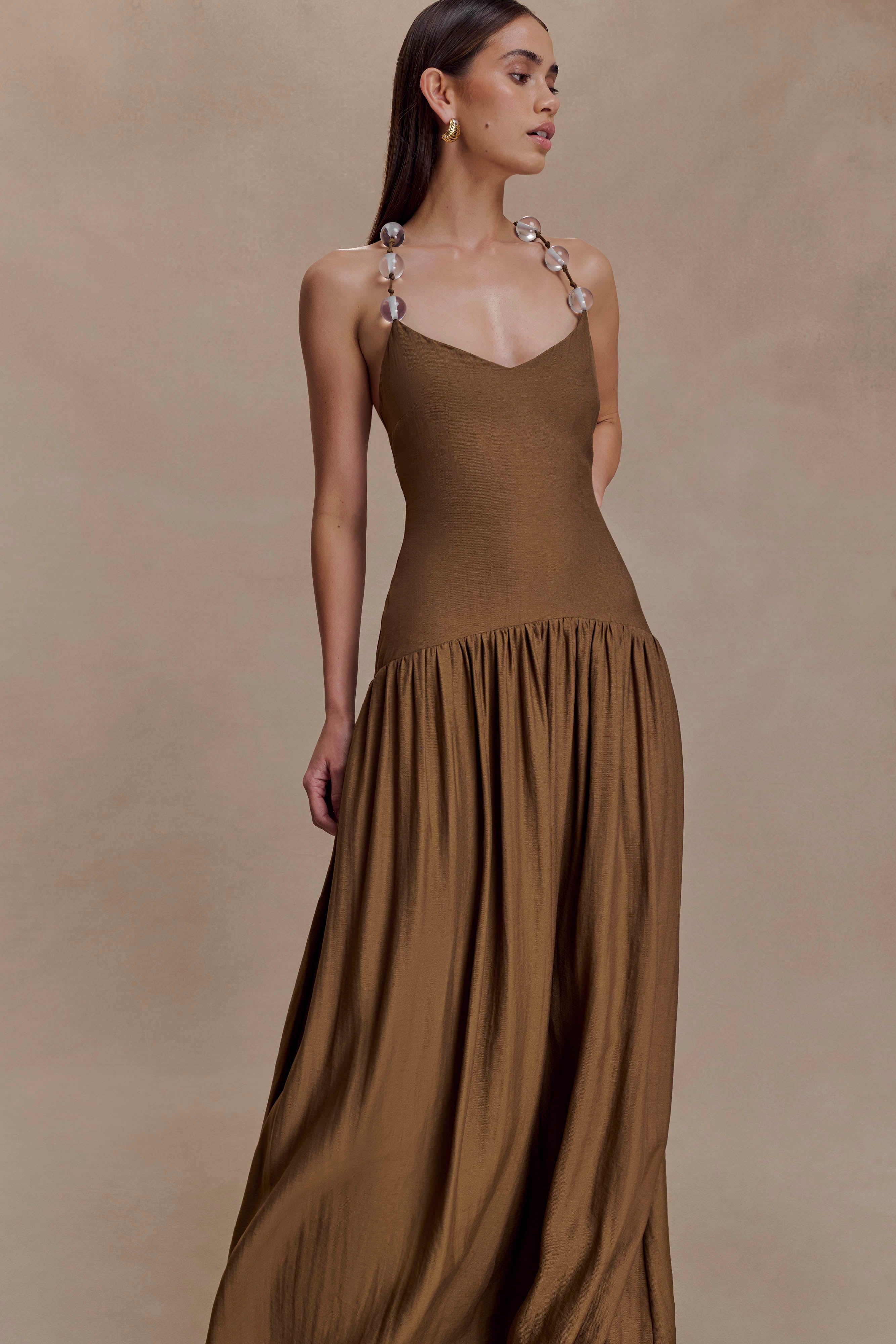 Darling Linen Maxi Dress - Chocolate - Image 7