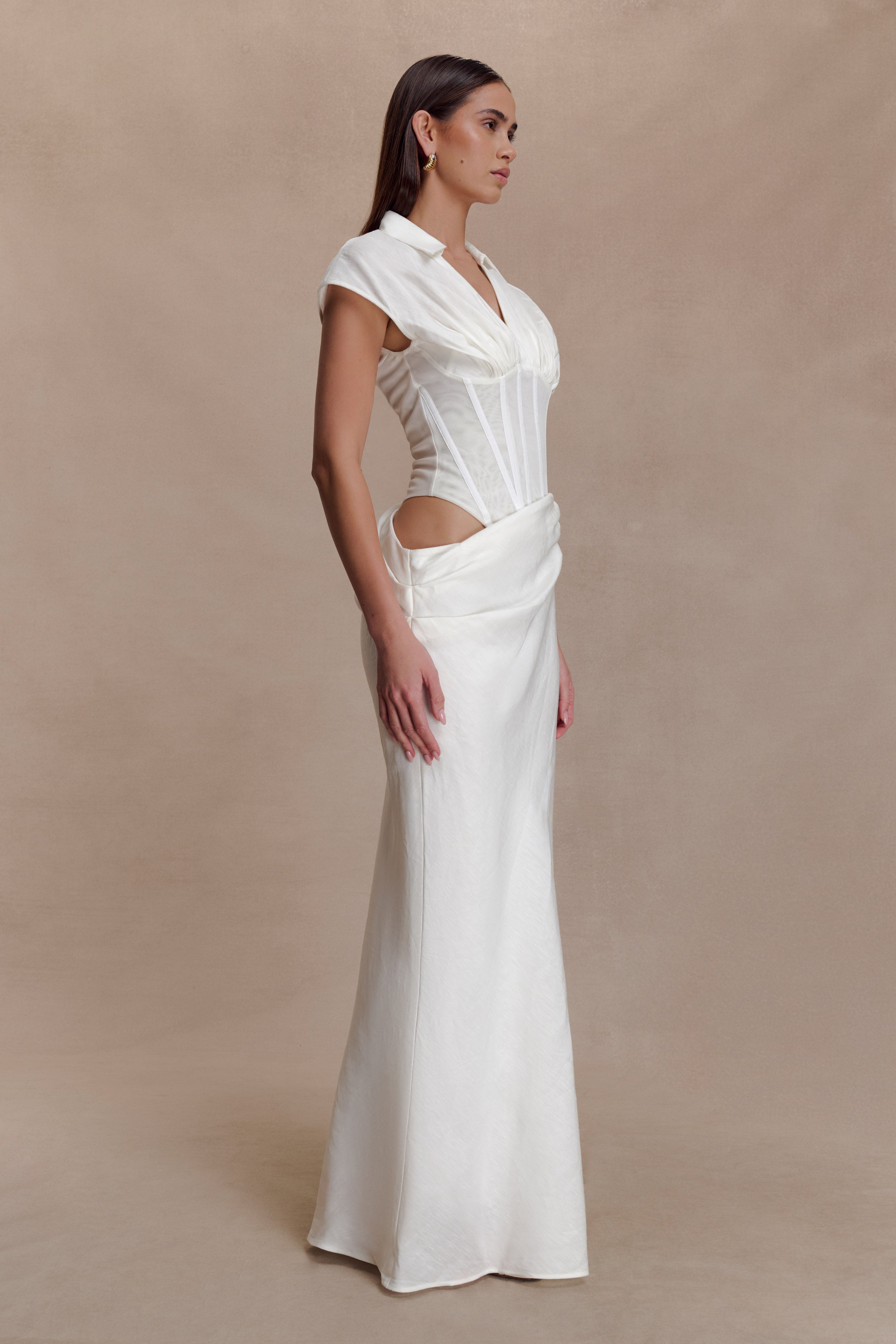 Alternative view of Saphira Shirt Corset Maxi Dress - White