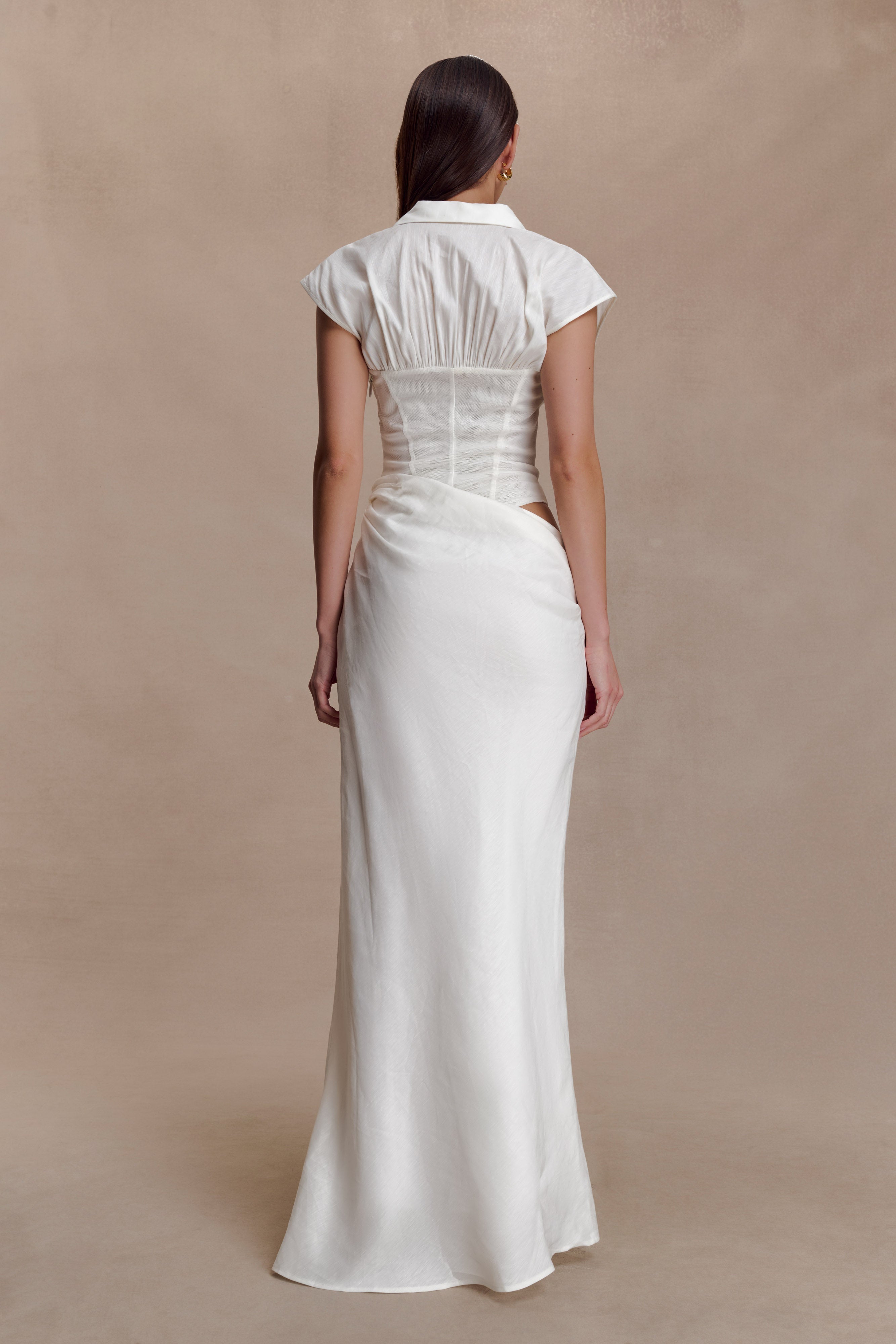 Saphira Shirt Corset Maxi Dress - White - Image 3
