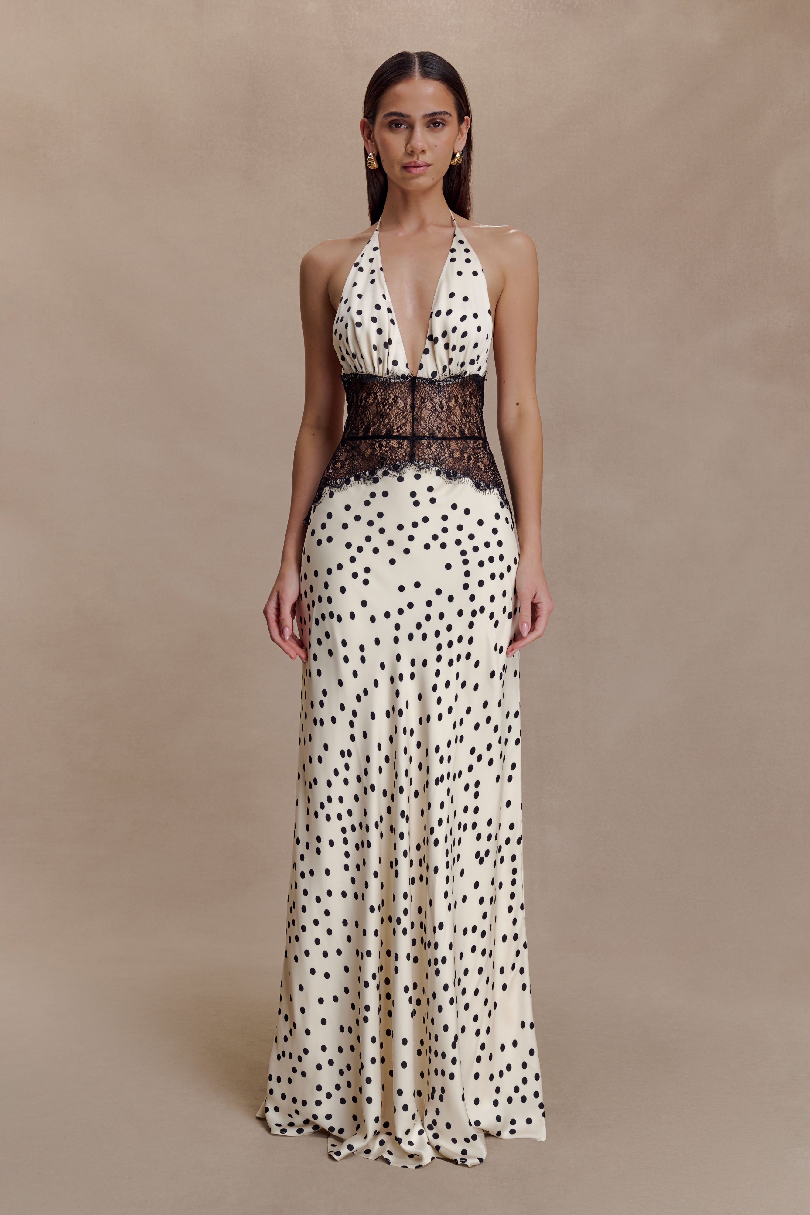 Alternative view of Dinah Lace And Satin Maxi Dress - Polkadot