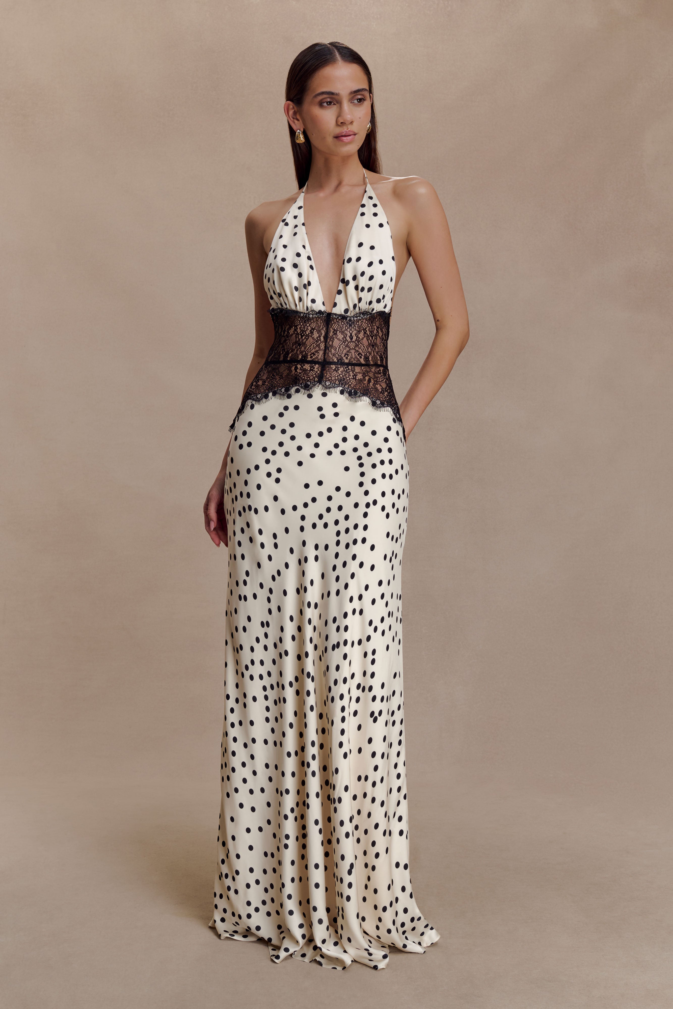 Dinah Lace And Satin Maxi Dress - Polkadot - Image 5