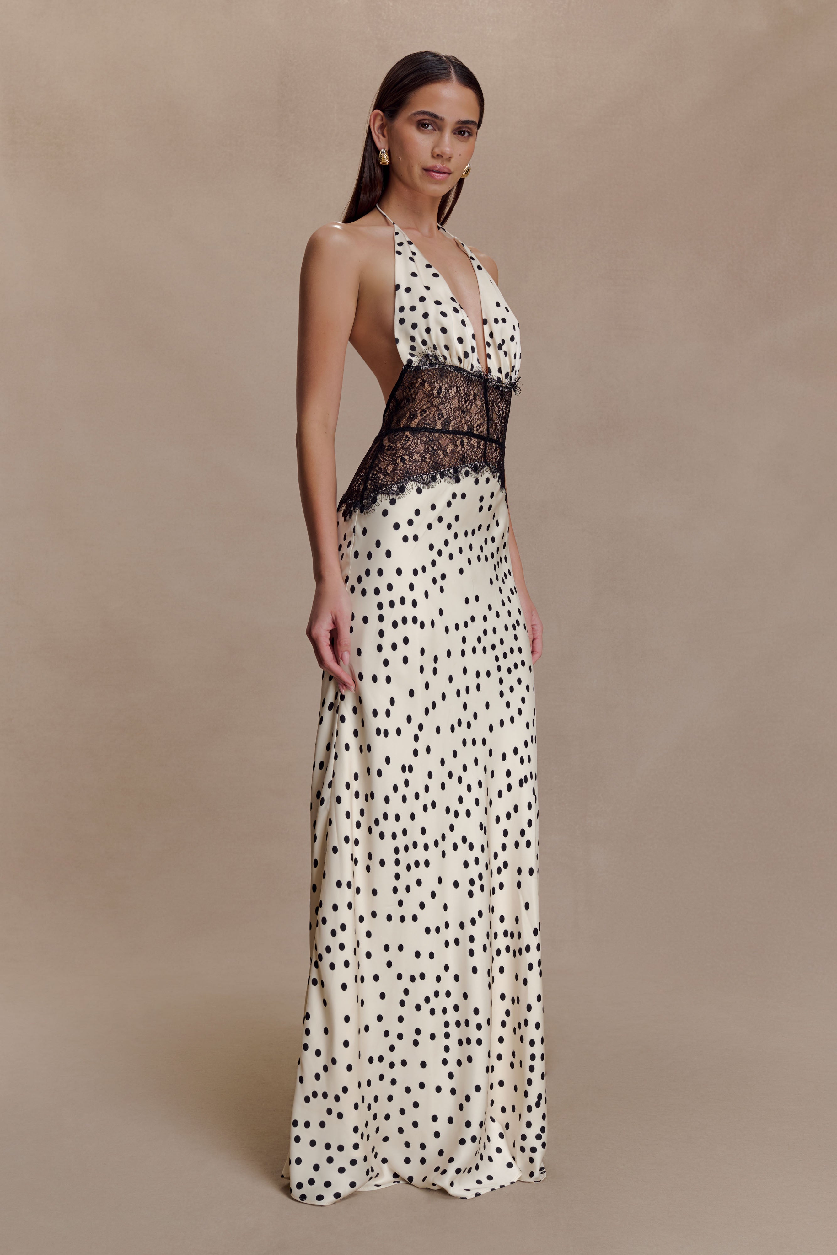 Dinah Lace And Satin Maxi Dress - Polkadot - Image 4
