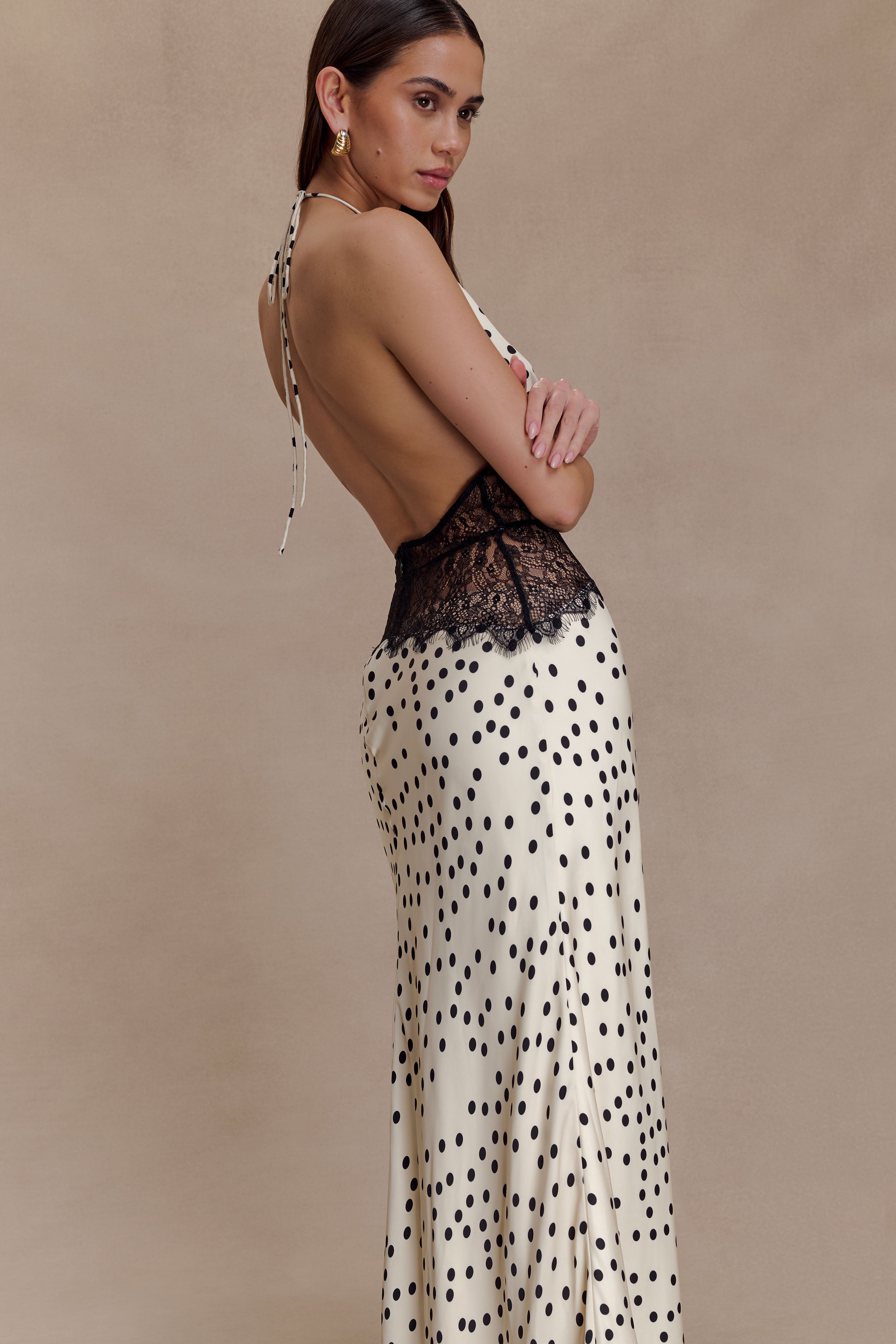 Dinah Lace And Satin Maxi Dress - Polkadot - Image 7