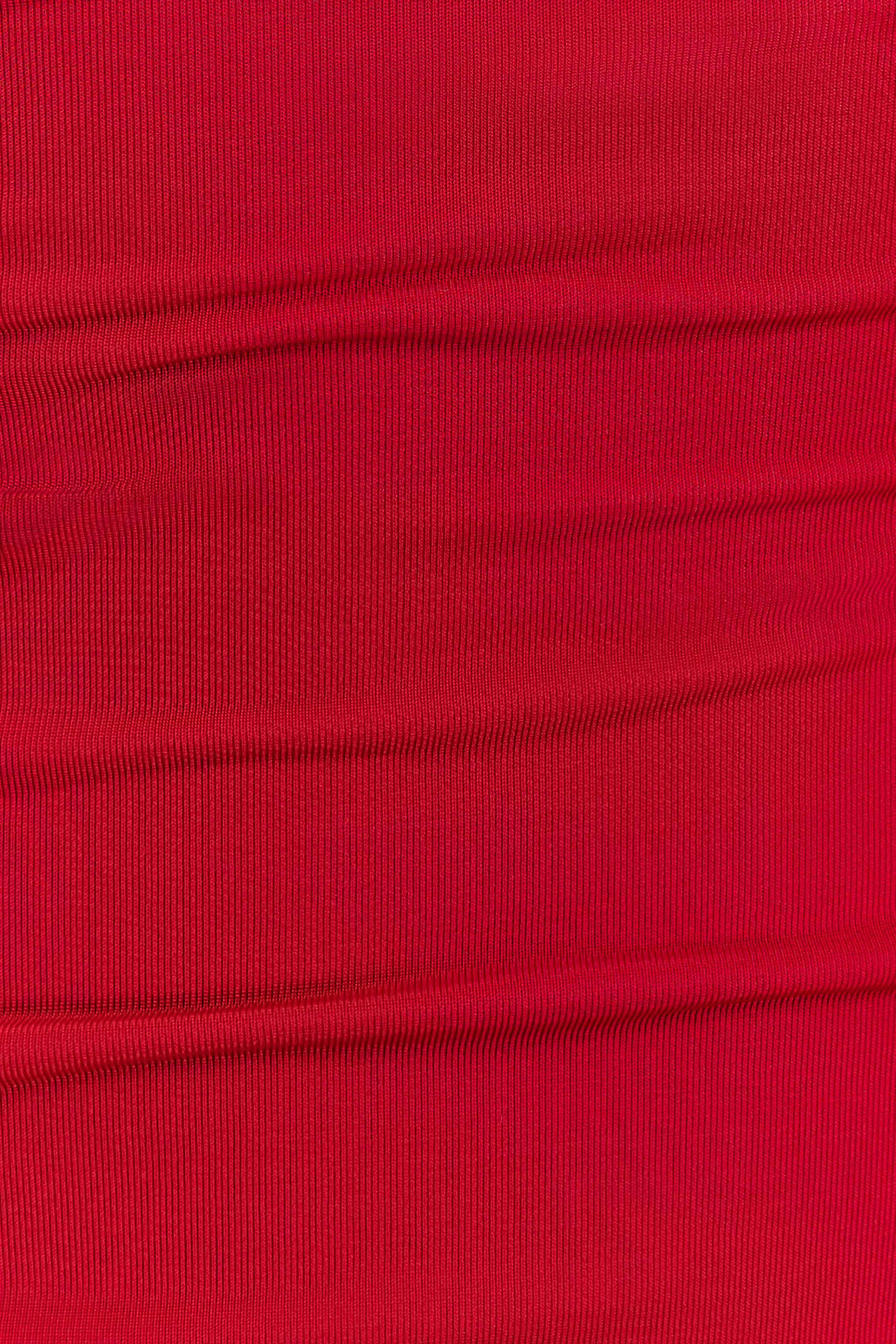 Mattea Slinky And Mesh Mini Dress With Scarf - Red - Image 6