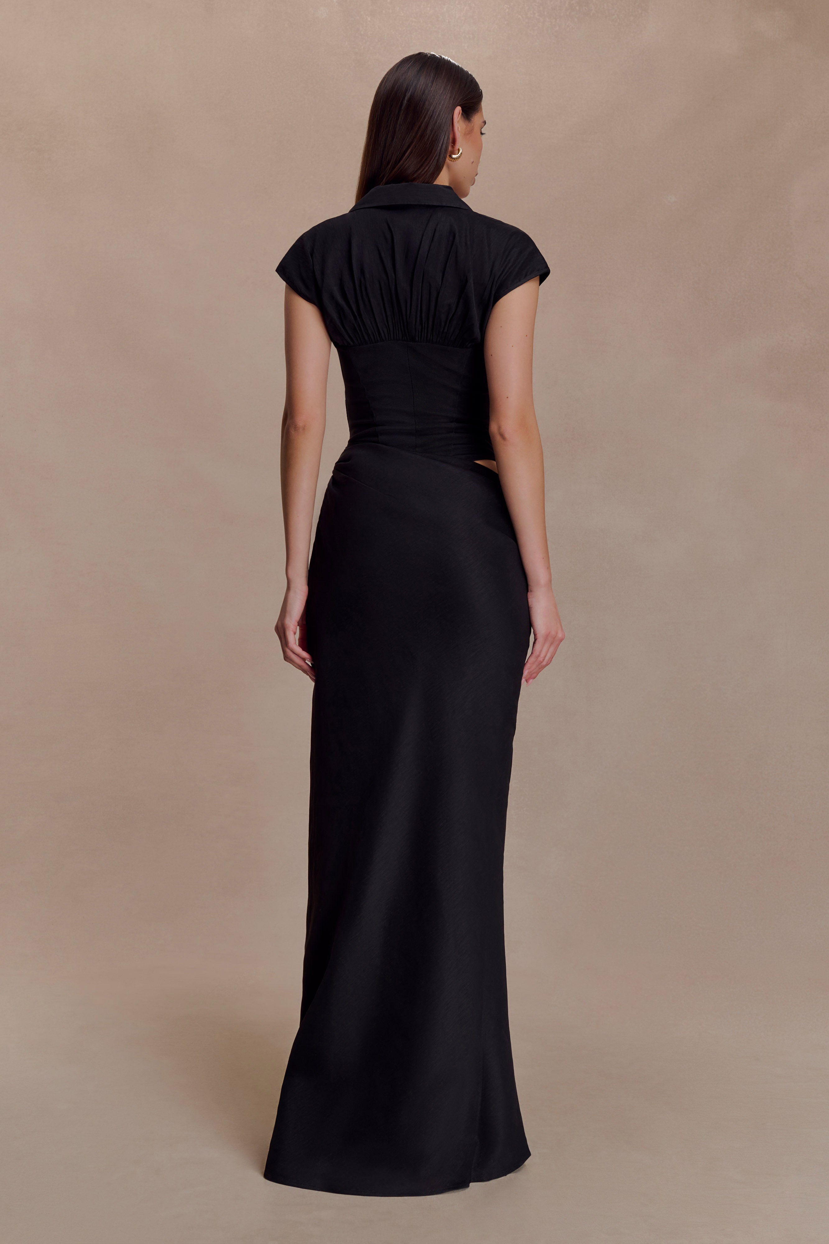 Saphira Shirt Corset Maxi Dress - Black - Image 6