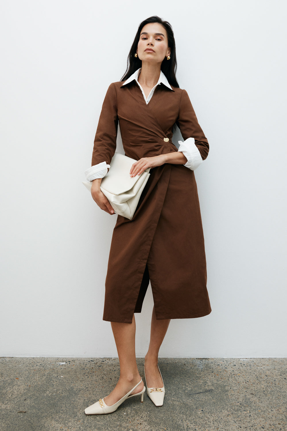 Mikaila Asymmetric Shirt Dress - Dark Chocolate - Image 7