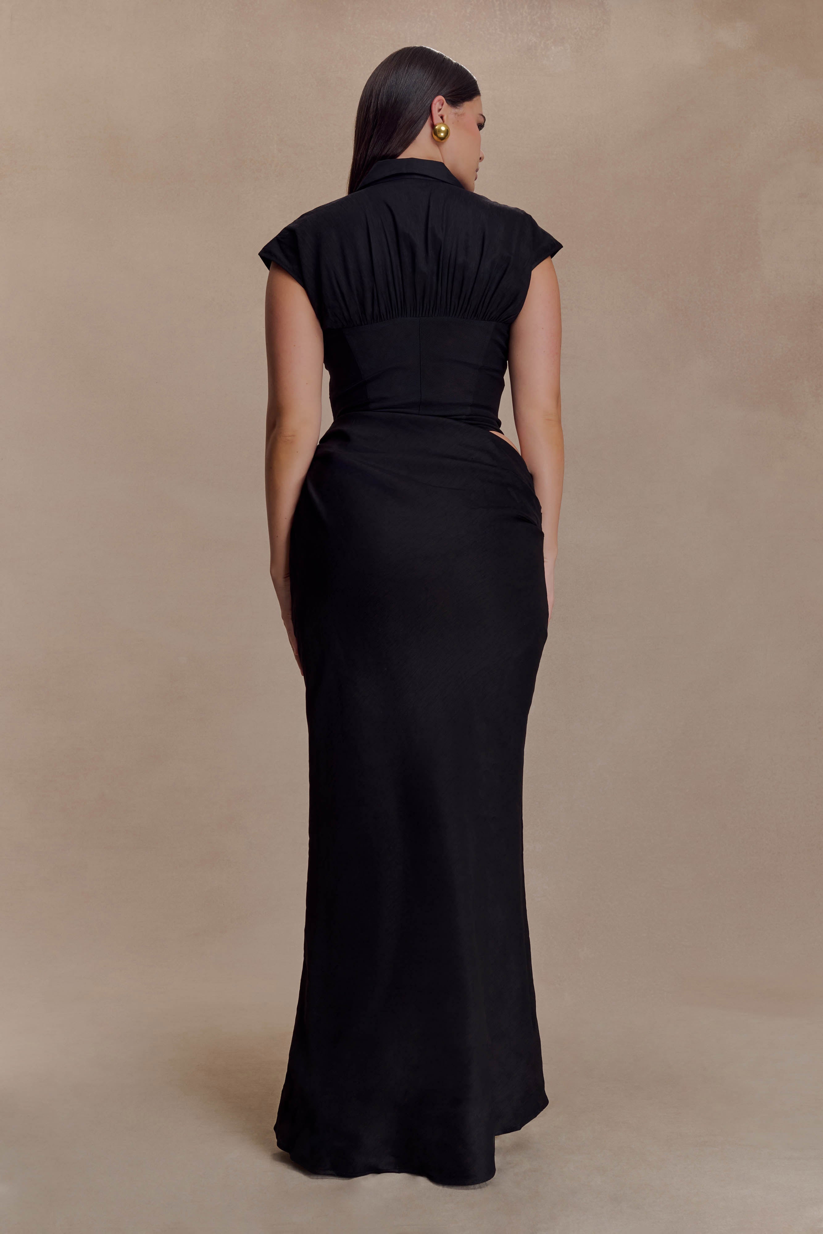 Saphira Shirt Corset Maxi Dress - Black - Image 4