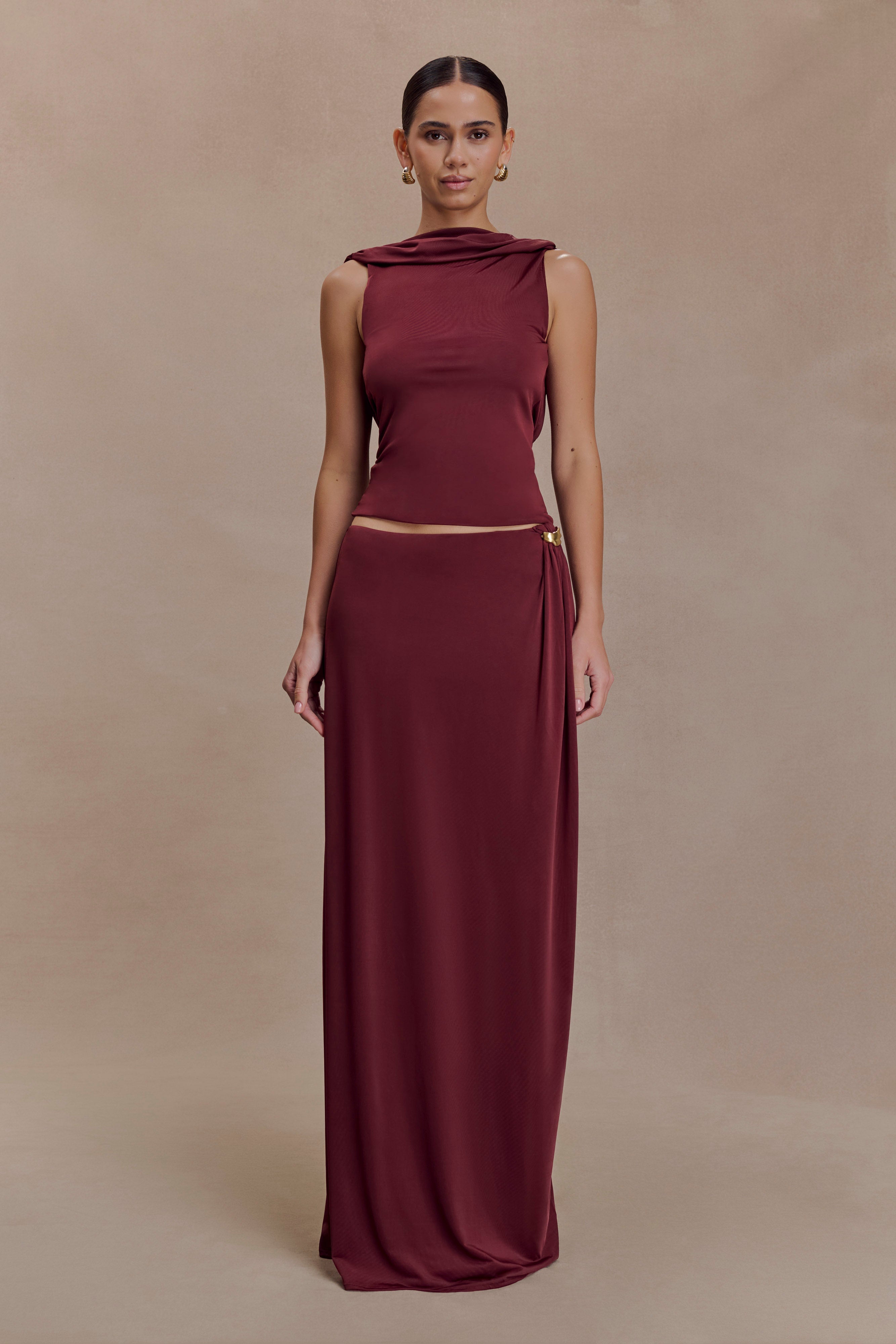 Bridget Slinky Cowl Back Top - Burgundy - Image 7