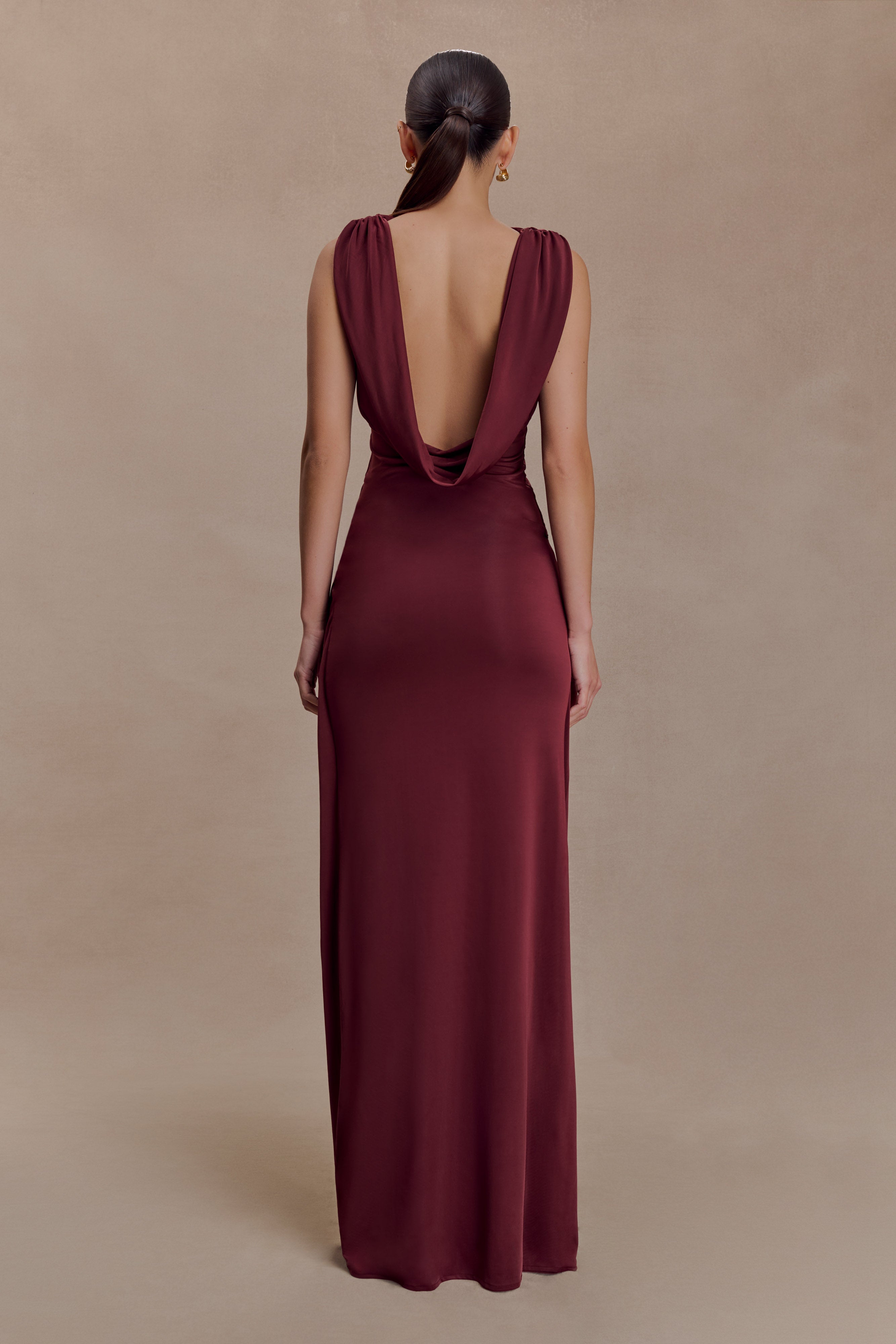 Bridget Slinky Cowl Back Top - Burgundy - Image 6
